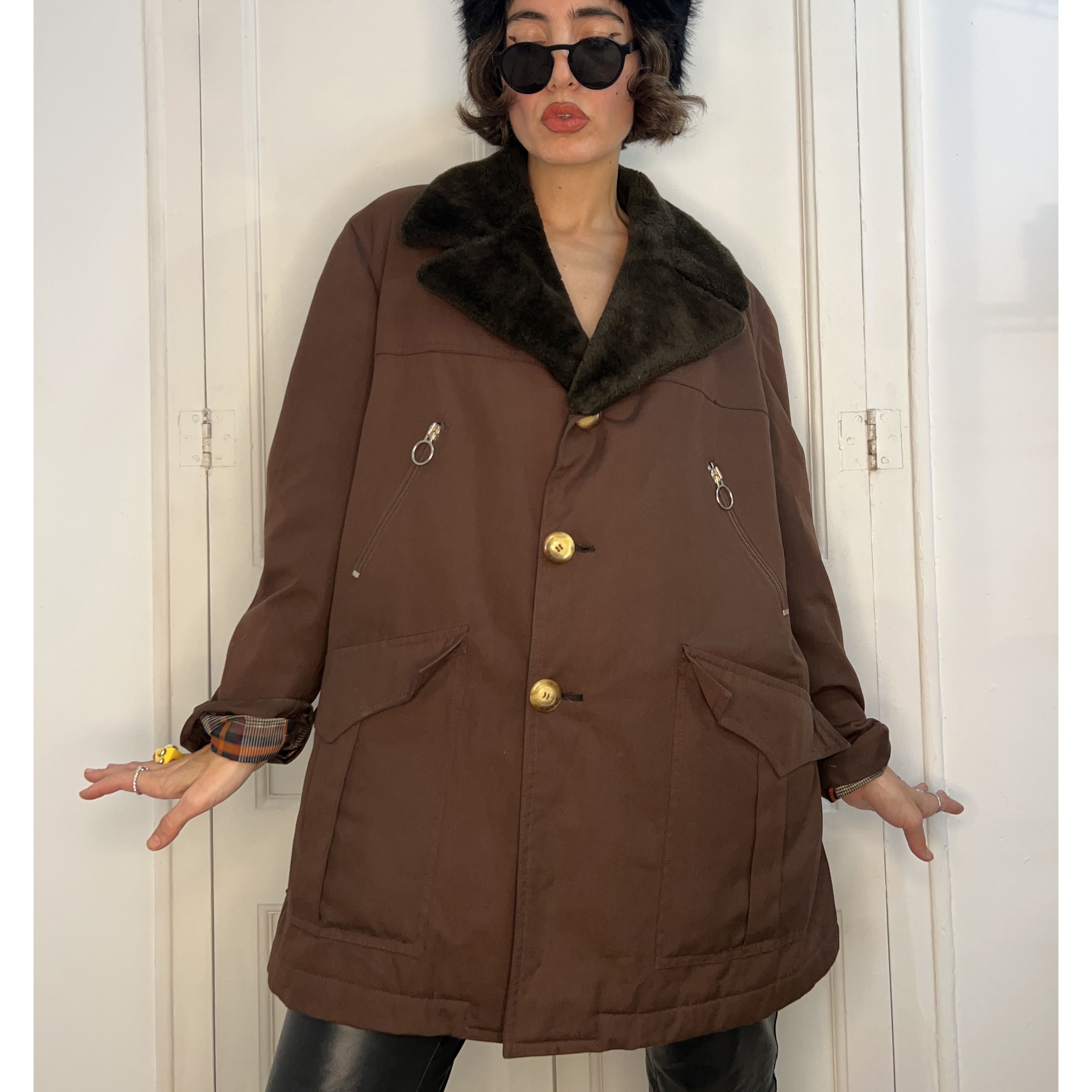 Vintage Vintage 70s Brown Tergal Jacket Size XL / US 12-14 / IT 48-50 - 6 Thumbnail