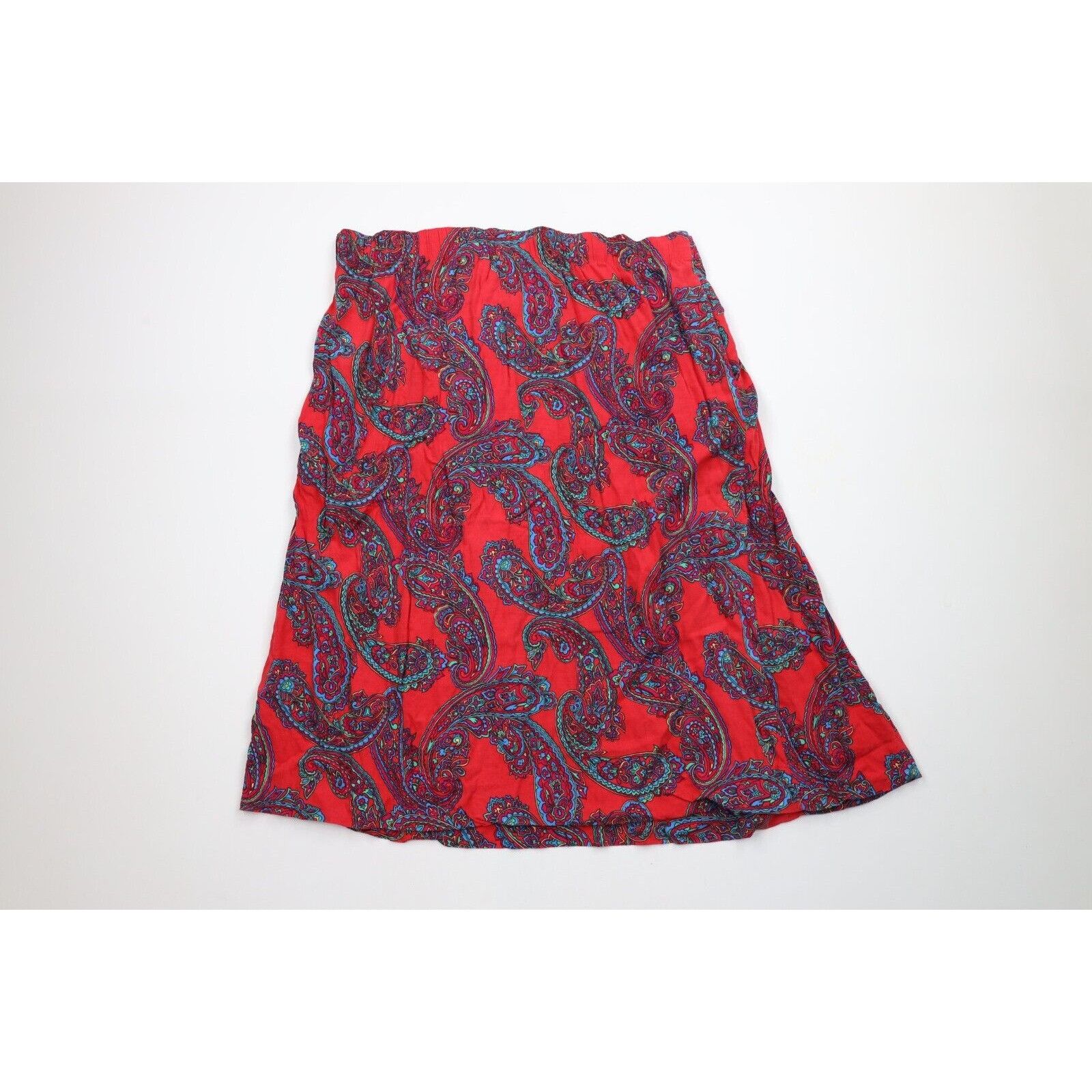 Vintage Vintage 90s Streetwear Rayon Rainbow Paisley Pleated Skirt Size 38" / US 16 / IT 52 - 7 Thumbnail
