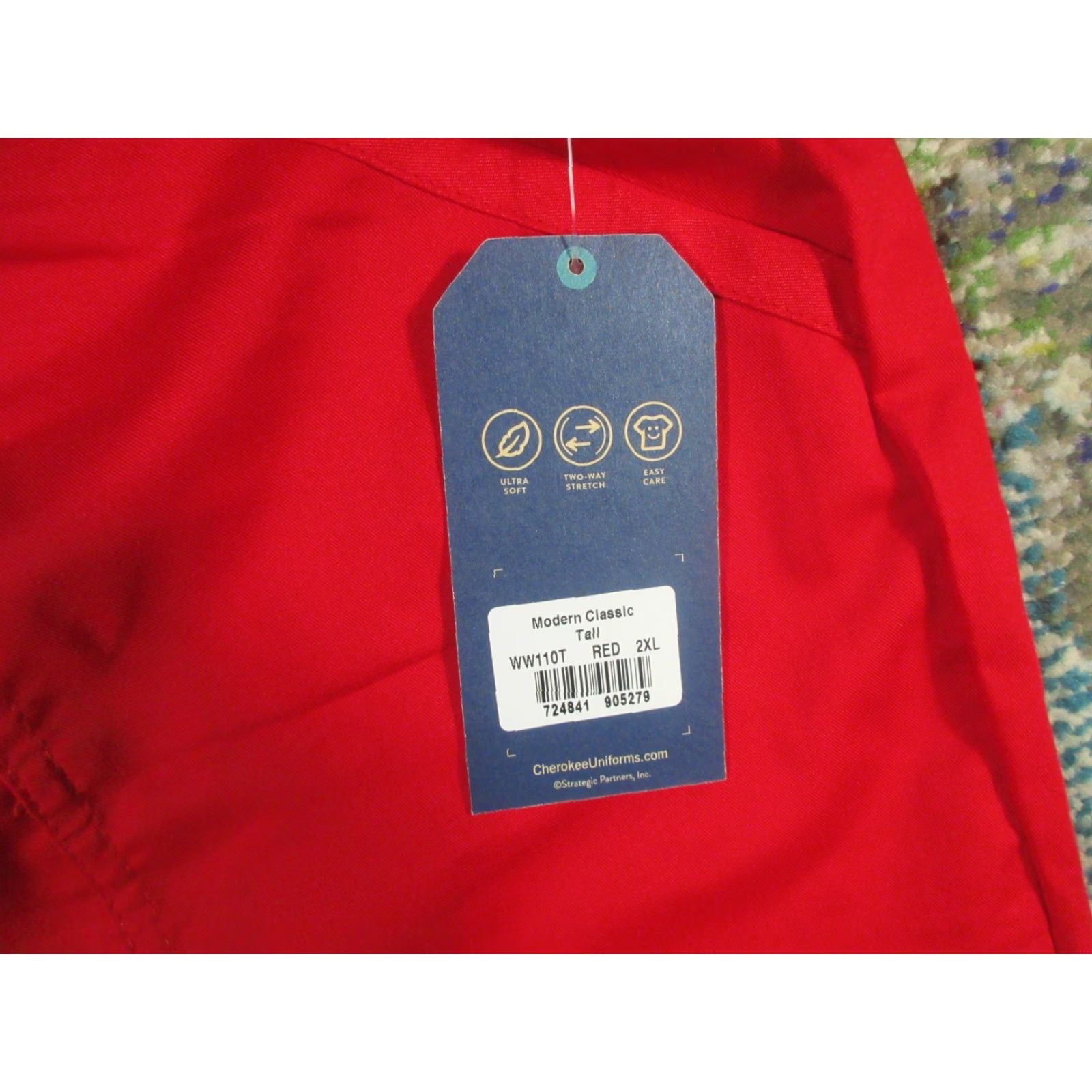 Cherokee Cherokee Workwear Scrub Pants Men's 2XL Red Solid Modern Classic NWT NEW Size US 39 - 7 Thumbnail