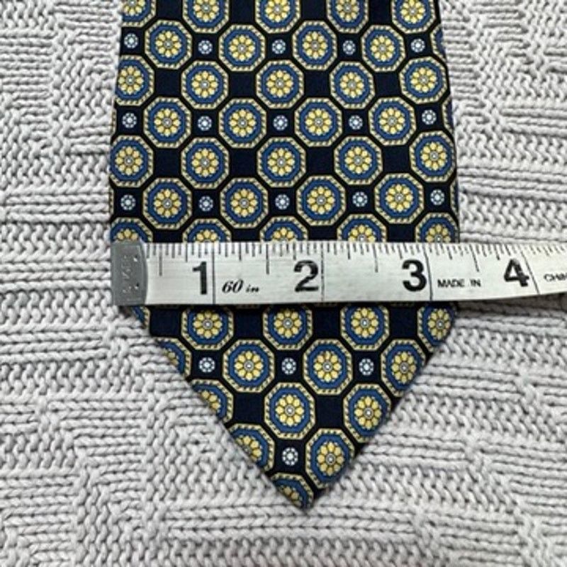 Vintage Vintage Giofer black and yellow geometric print silk tie Size ONE SIZE - 5 Thumbnail