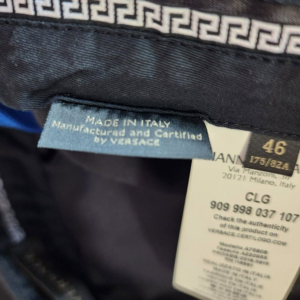 Versace Versace Pants US10 IT46 – Black Cotton Blend, Blue Stripe, Size 32" / US 10 / IT 46 - 5 Thumbnail
