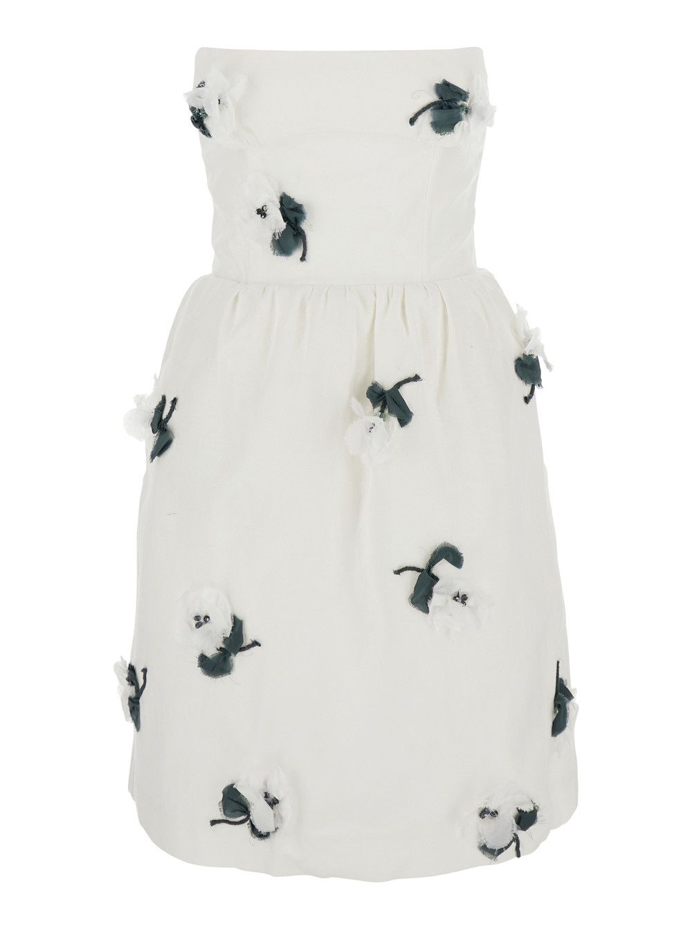 Shushu/Tong White Linen Strapless 'Floral Appliqué' Dress for Women Size S / US 4 / IT 40 - 1 Thumbnail