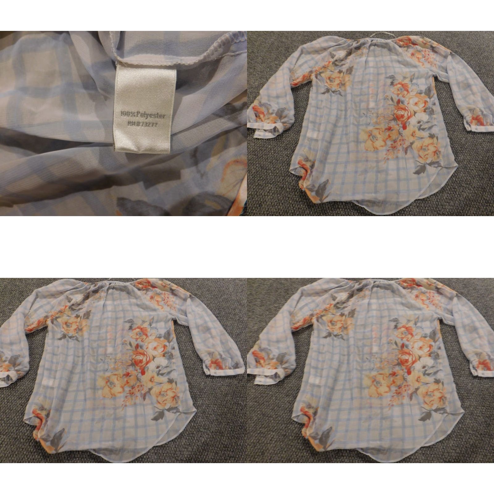 Vintage LC Lauren Conrad Blouse Womens XS Blue Floral Sheer Crew Neck Pullover Casual Size XS / US 0-2 / IT 36-38 - 8 Thumbnail