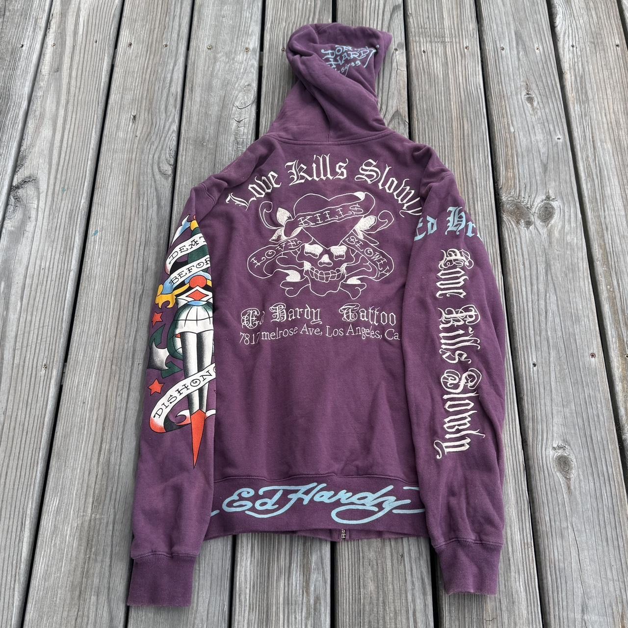 Image of Don Ed Hardy Hoodie in Purple, Men's (Size XL)