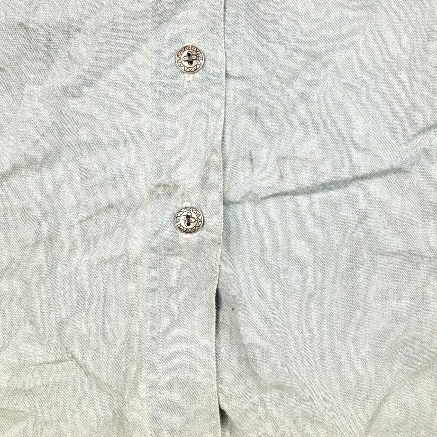 Cherokee VINTAGE Cherokee Western Denim Shirt Womens Size M Button-Up Studded Collared Southwestern Short Sleeve Blue 80s 90s Western Casual Mens? Size M / US 6-8 / IT 42-44 - 5 Thumbnail