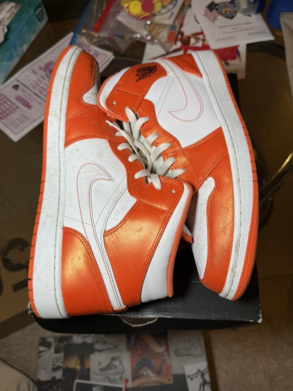 Jordan Brand Orange Metallic 1 mids Size US 13 / EU 46 - 3 Thumbnail
