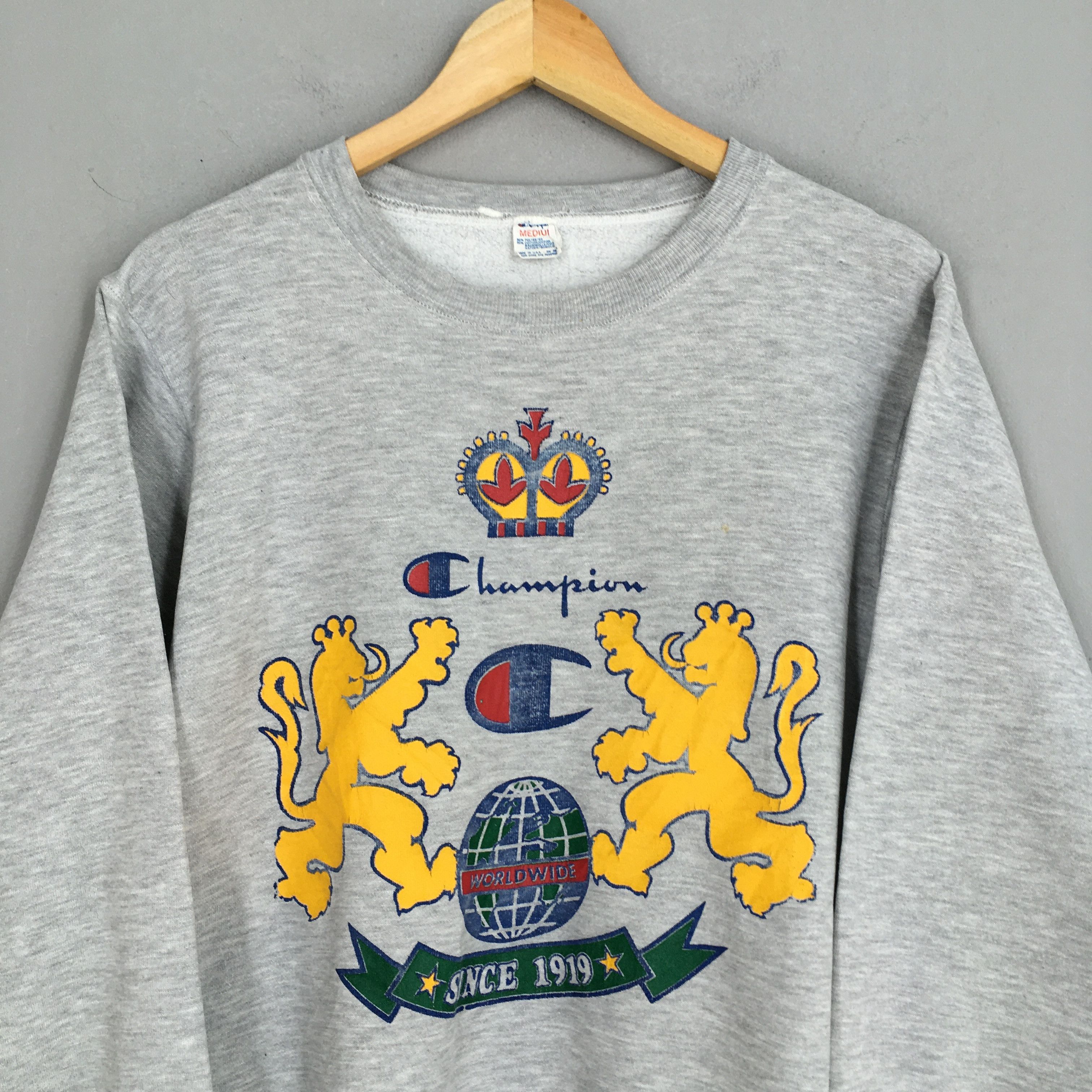 Champion × Vintage Vintage 80s Champion Usa Gray Sweatshirt Medium Size US M / EU 48-50 / 2 - 2 Thumbnail