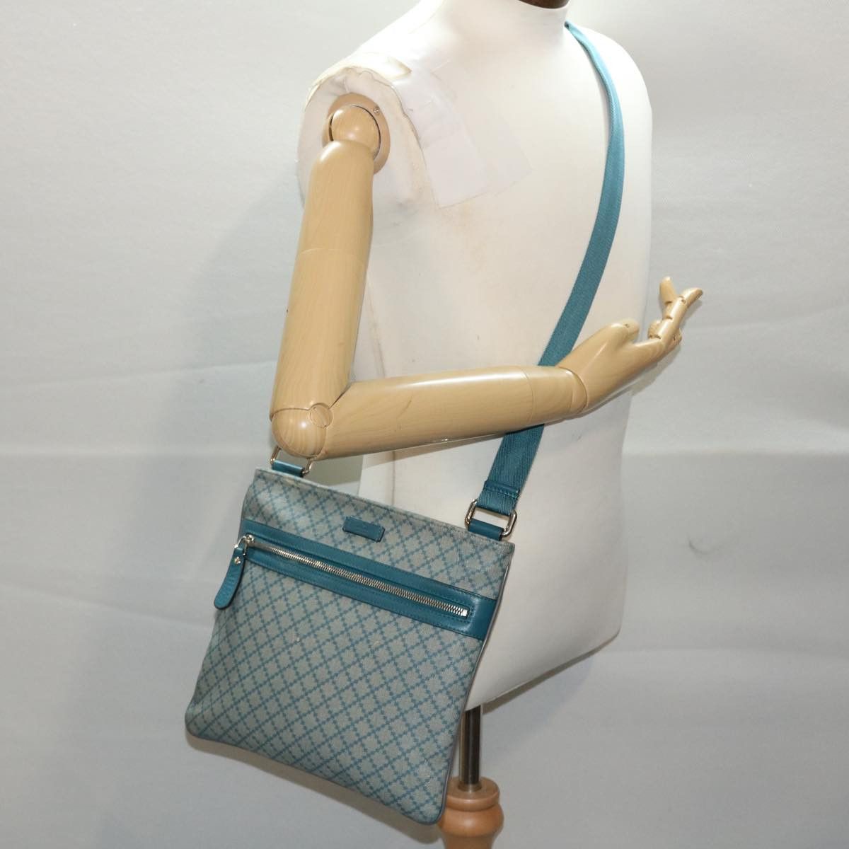 Gucci GUCCI Diamante Shoulder Bag Pvc Leather Light Blue Size ONE SIZE - 25 Thumbnail