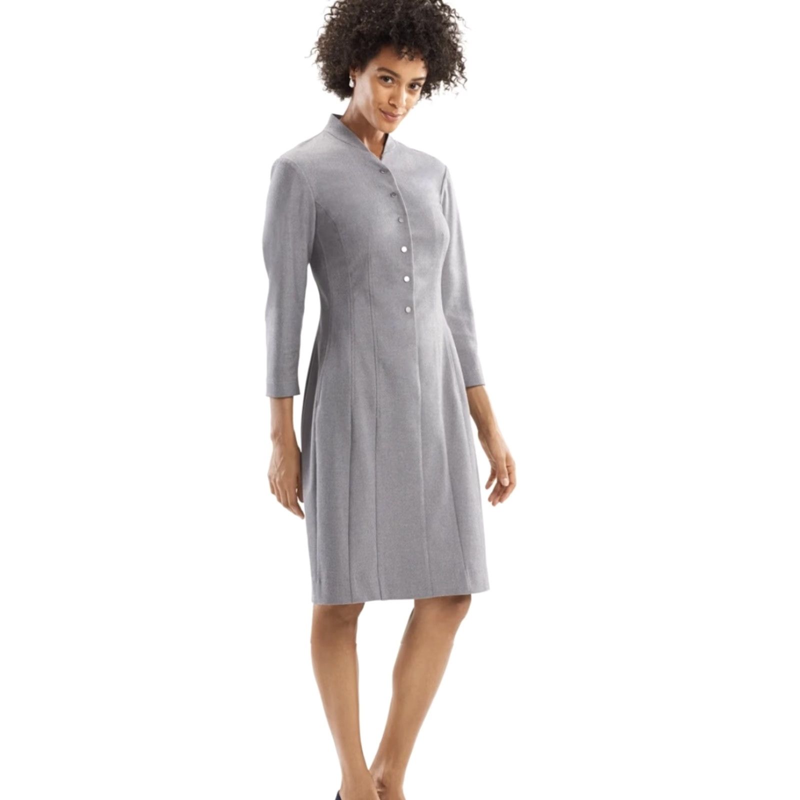 M.M.LaFleur NWT MM LaFleur The Scarlet Dress- Flannel Sz 8 Gray, A-Line Midi Dress, Regular Size 8, Polyester, Polyurethane, Rayon, Gray Size M / US 6-8 / IT 42-44 - 2 Thumbnail