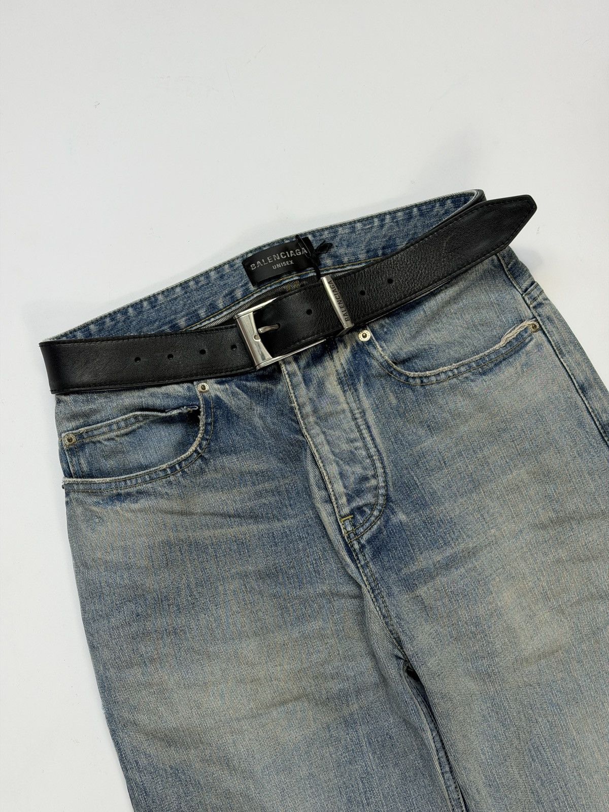 Balenciaga Balenciaga Integrated Belt Washed Blue Denim Pants Size US 28 / EU 44 - 5 Thumbnail