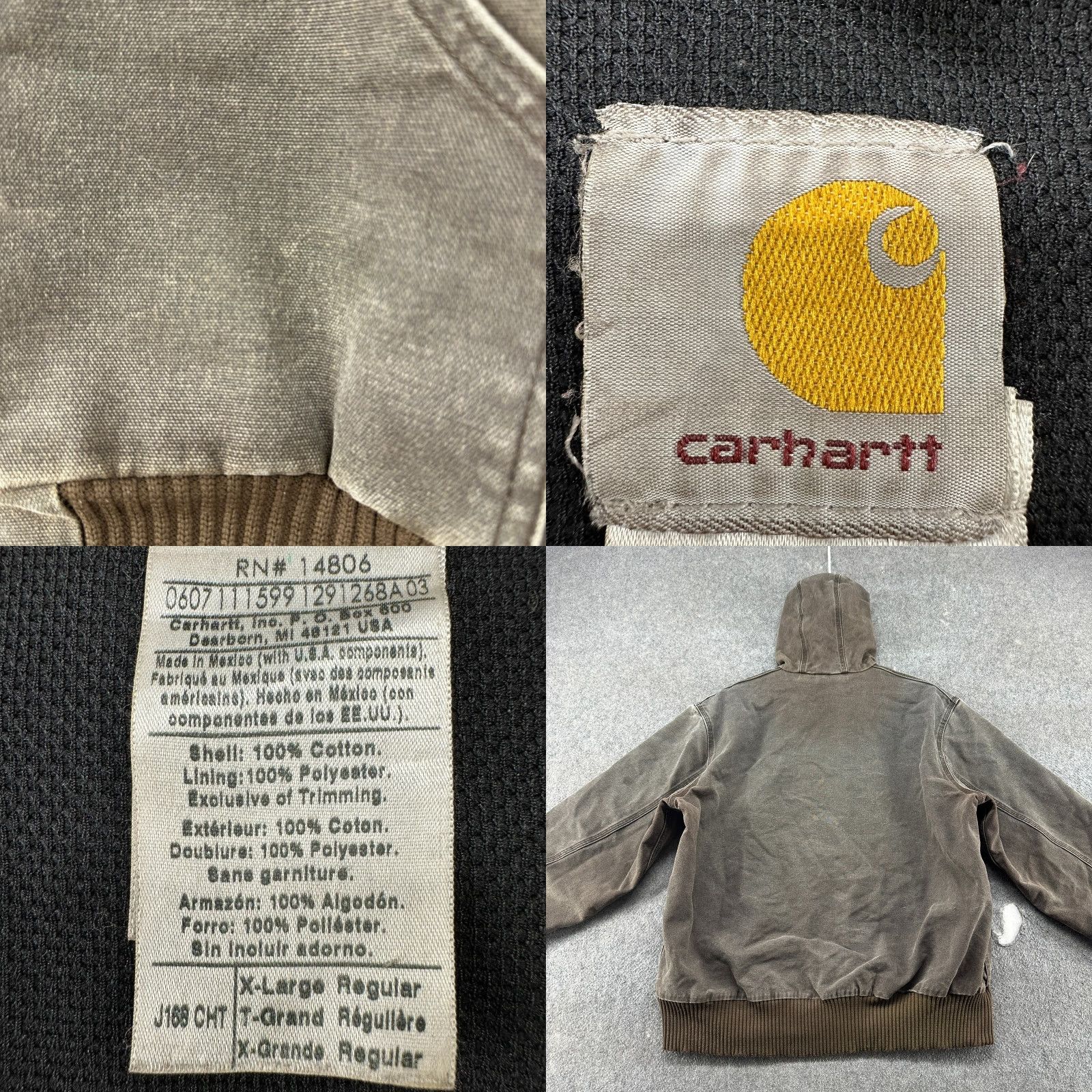 Carhartt VINTAGE Carhartt Jacket Men XL Brown Canvas Hooded Lined Chestnut J168 CHT Jacket Size US XL / EU 56 / 4 - 10 Thumbnail