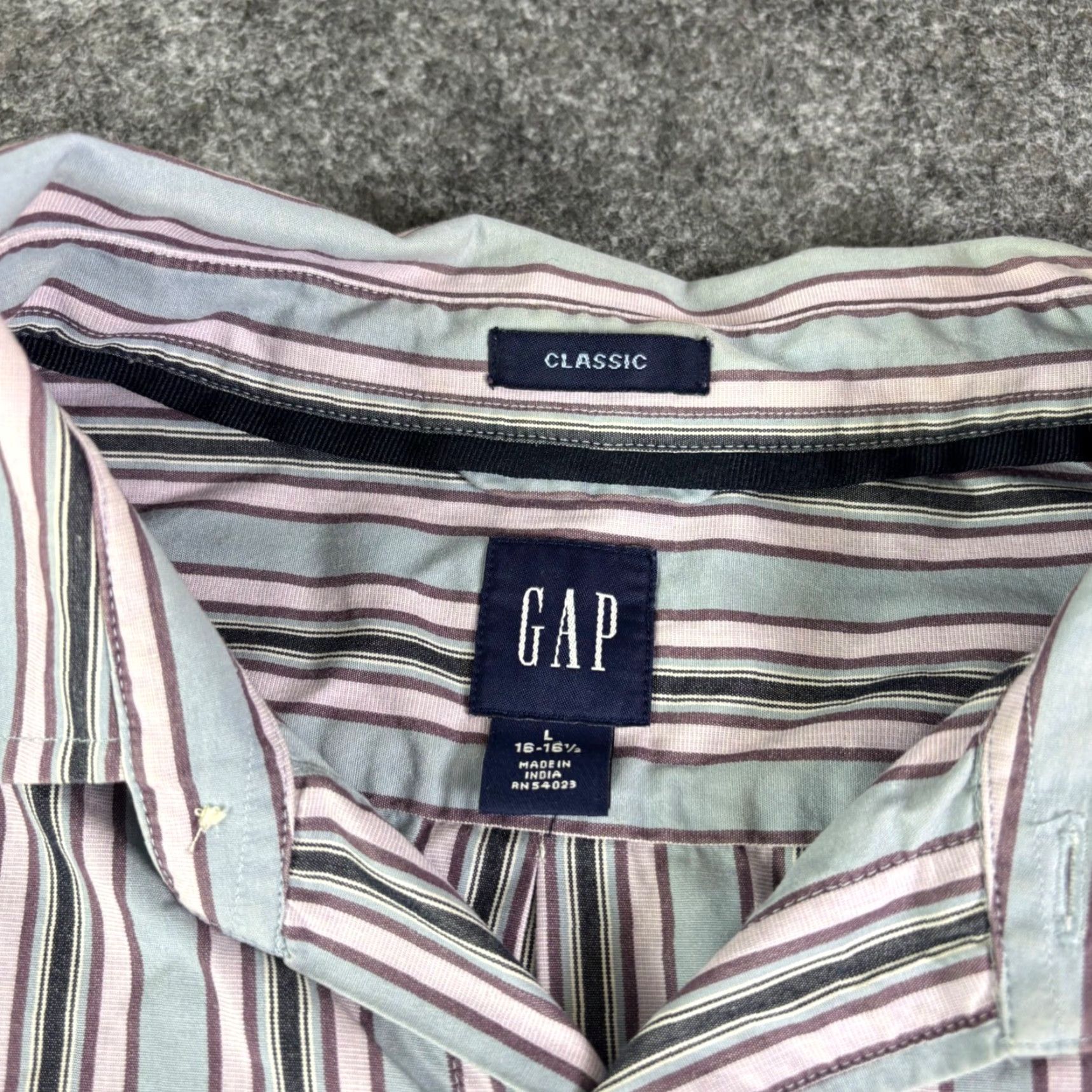 Gap Gap Classic Mens Large Long Sleeve Striped Button Down Shirt Blue Purple Multicolor Size US L / EU 52-54 / 3 - 5 Thumbnail