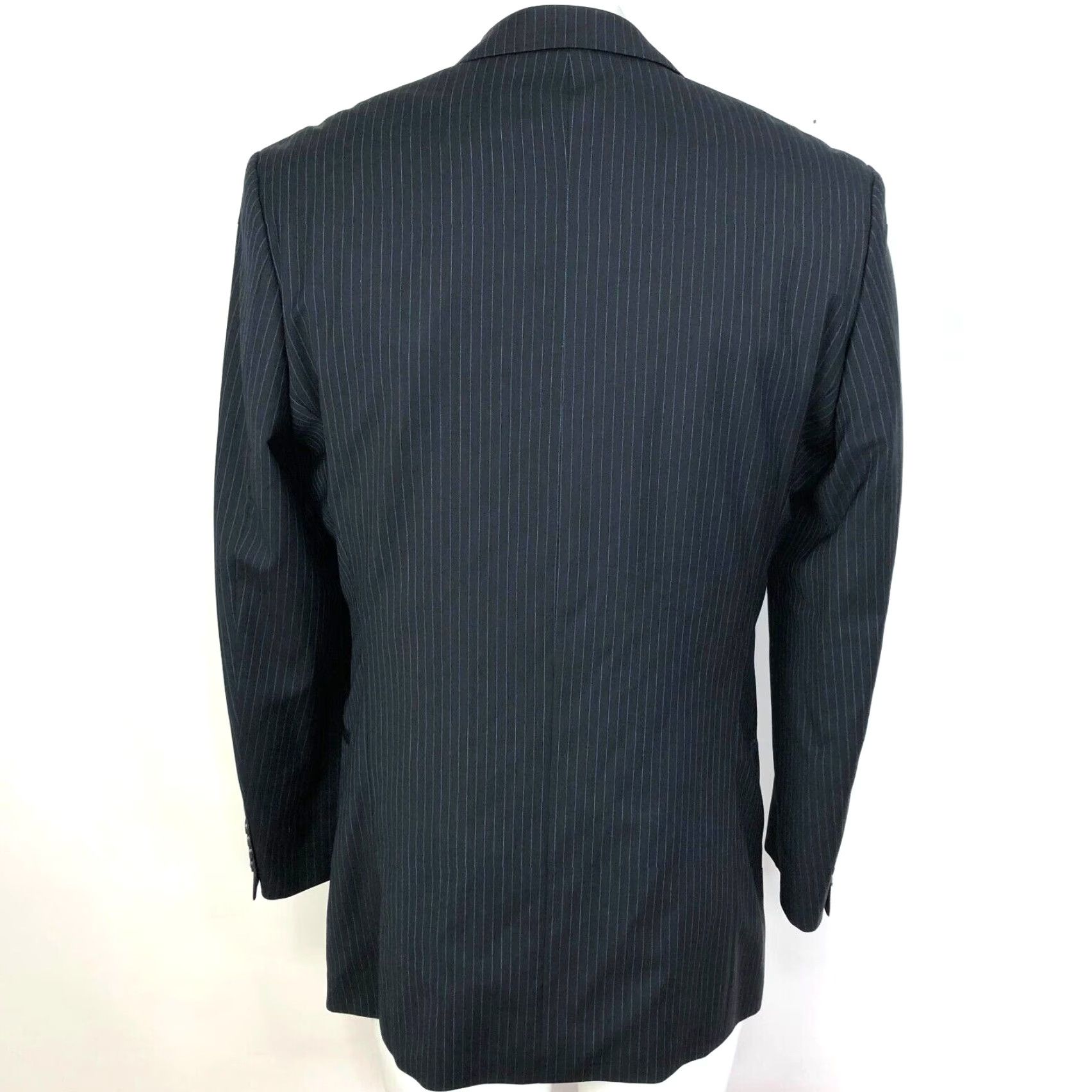 Hugo Boss Hugo Boss 38 R Three-Button Sport Suit Coat Jacket Striped Black Wool Men Suit Jacket Size 38R - 4 Thumbnail