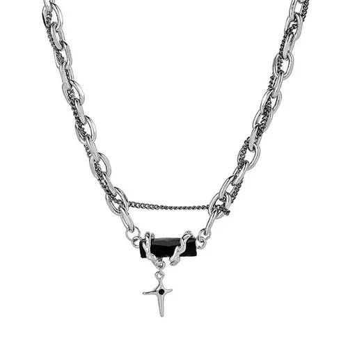 VIBE Silver chain necklace steel cross gothic punk style Size ONE SIZE - 6 Thumbnail