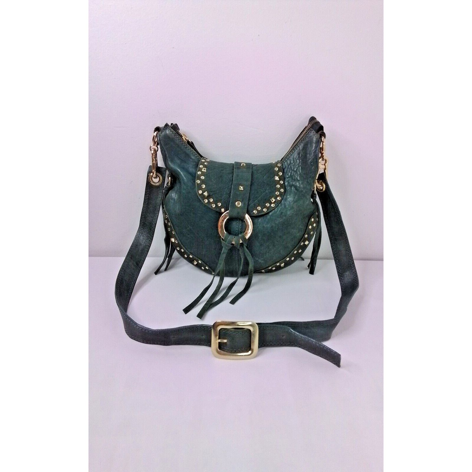 Angelo Nardelli Nardelli Purse Leather Teal w/Metal Accents Handbag #W2697 Size ONE SIZE - 5 Thumbnail