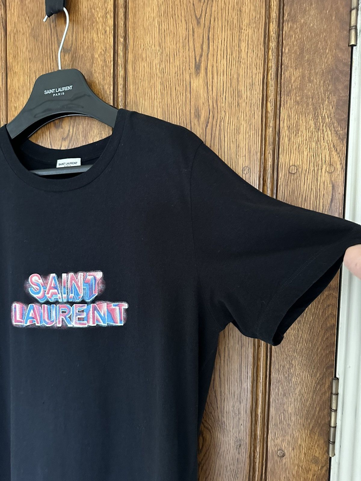 Saint Laurent Paris Saint Laurent neon logo black t shirt Size US S / EU 44-46 / 1 - 12 Thumbnail