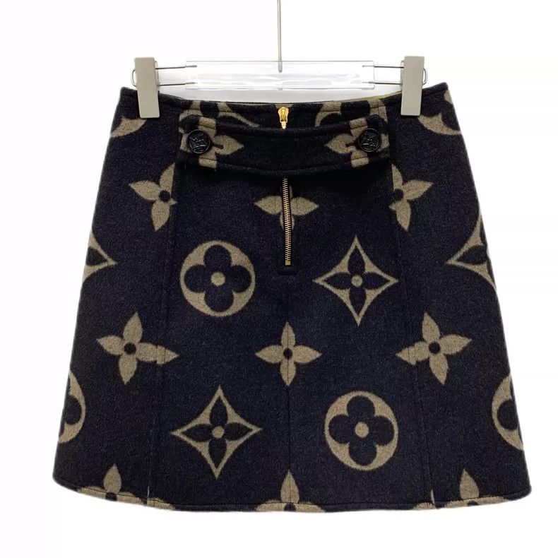 Louis Vuitton Louis Vuitton Color-block, full-print wool skirt Size 33" - 2 Thumbnail