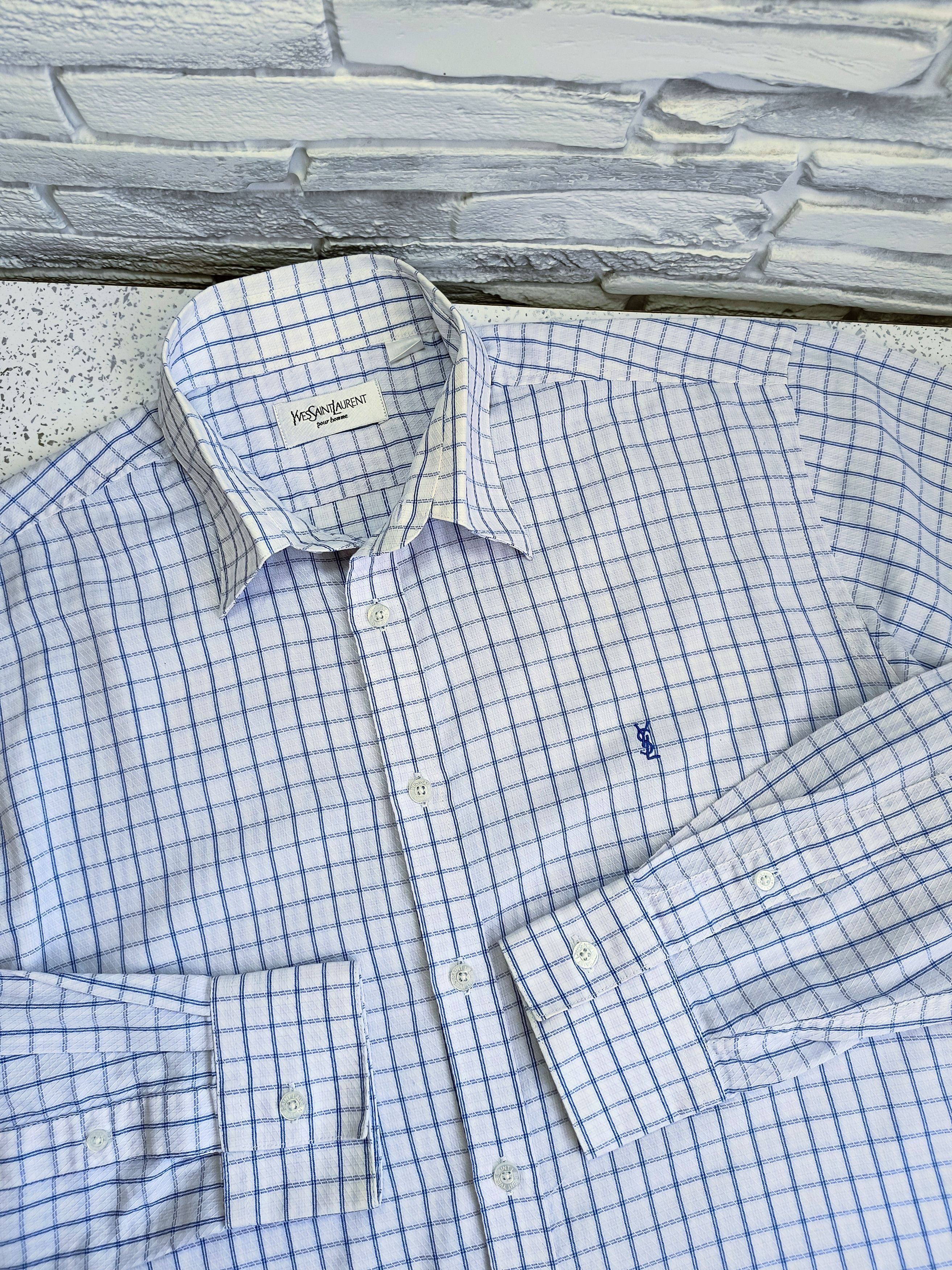 Saint Laurent Paris × Yves Saint Laurent Vintage Yves Saint Laurent Check Light Shirt Size US M / EU 48-50 / 2 - 5 Thumbnail