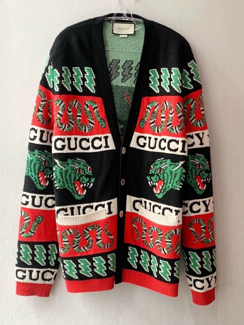 Gucci Gucci Classic Element Logo Full Print Knitted Cardigan jack Size US S / EU 44-46 / 1 - 1 Thumbnail