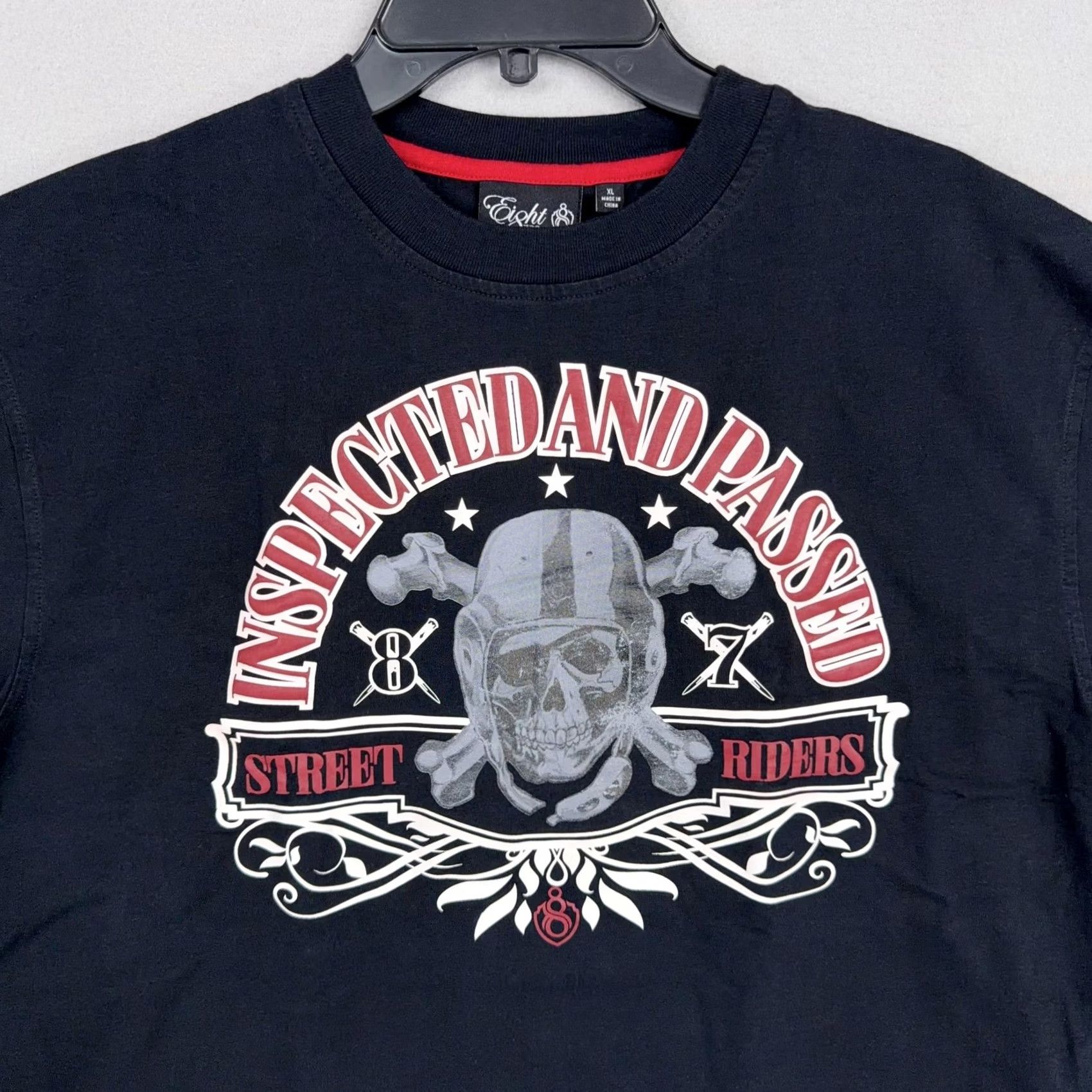 Vintage Eight 732 Shirt XL Black Skull Street Riders Moto Biker Streetwear Graphic Mens Size US XL / EU 56 / 4 - 2 Thumbnail