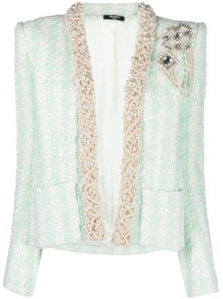 o1srvl11e1123 Tweed Spencer Jacket in Green