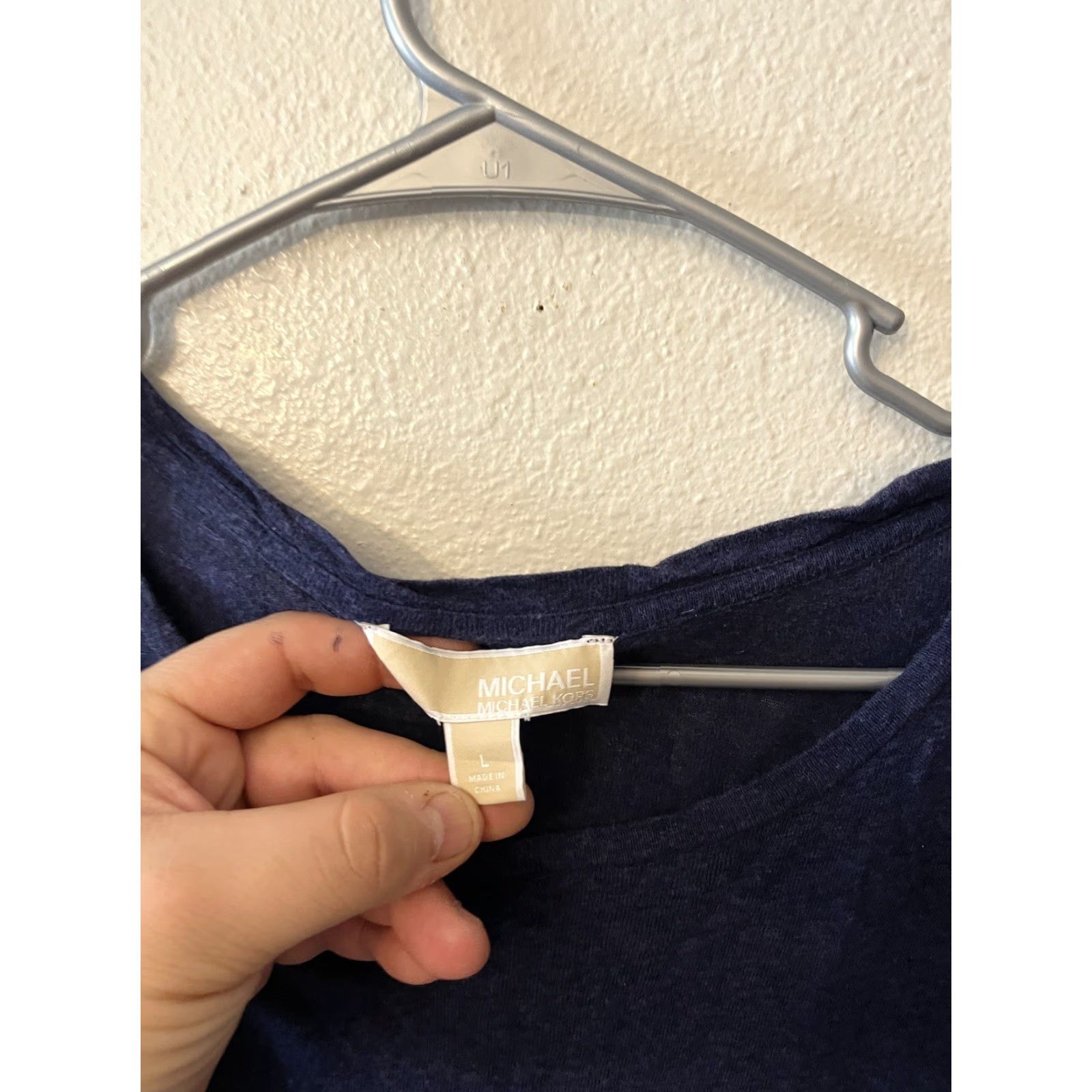 Vintage MICHAEL Michael Kors Shirt Top Short Sleeve Linen Tie Front Knot Solid Blue Size Large Size L / US 10 / IT 46 - 2 Thumbnail