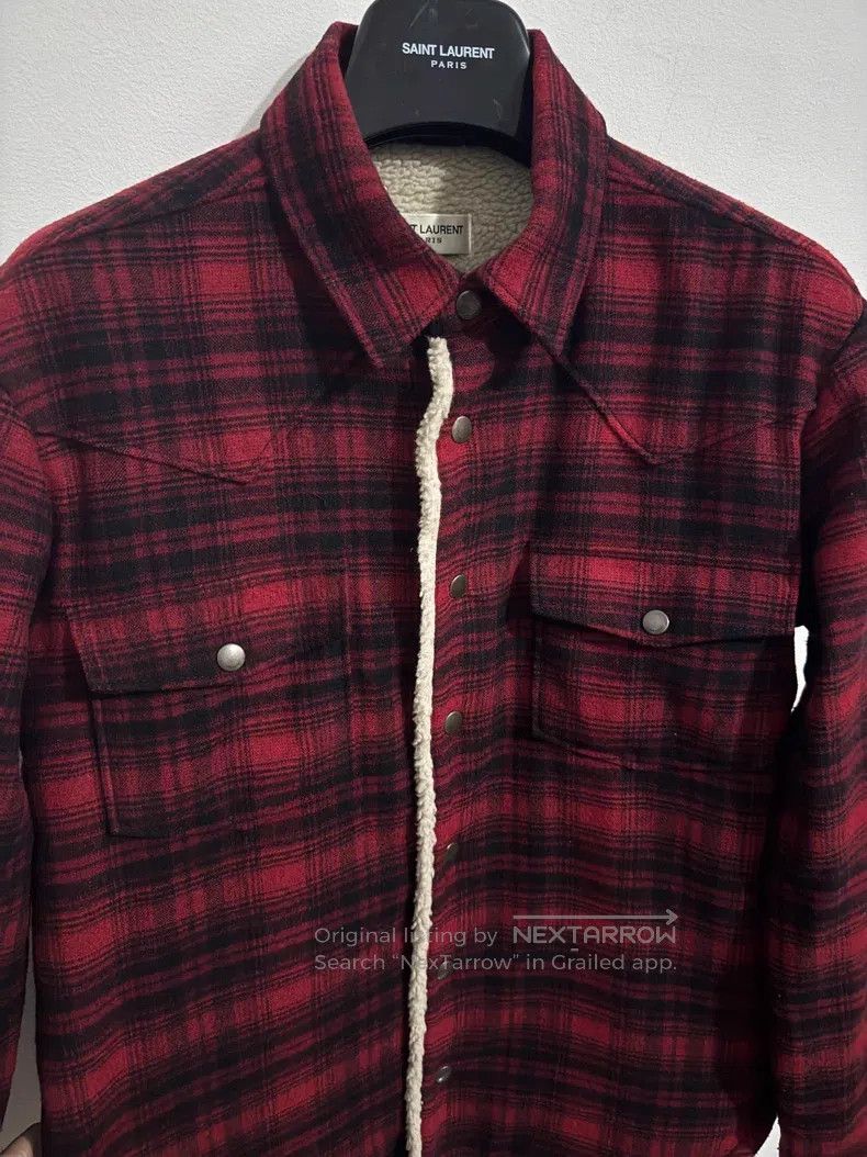 Saint Laurent Paris Saint Laurent Paris Black and Red Plaid Shirt with Fur Lin Size US S / EU 44-46 / 1 - 3 Thumbnail