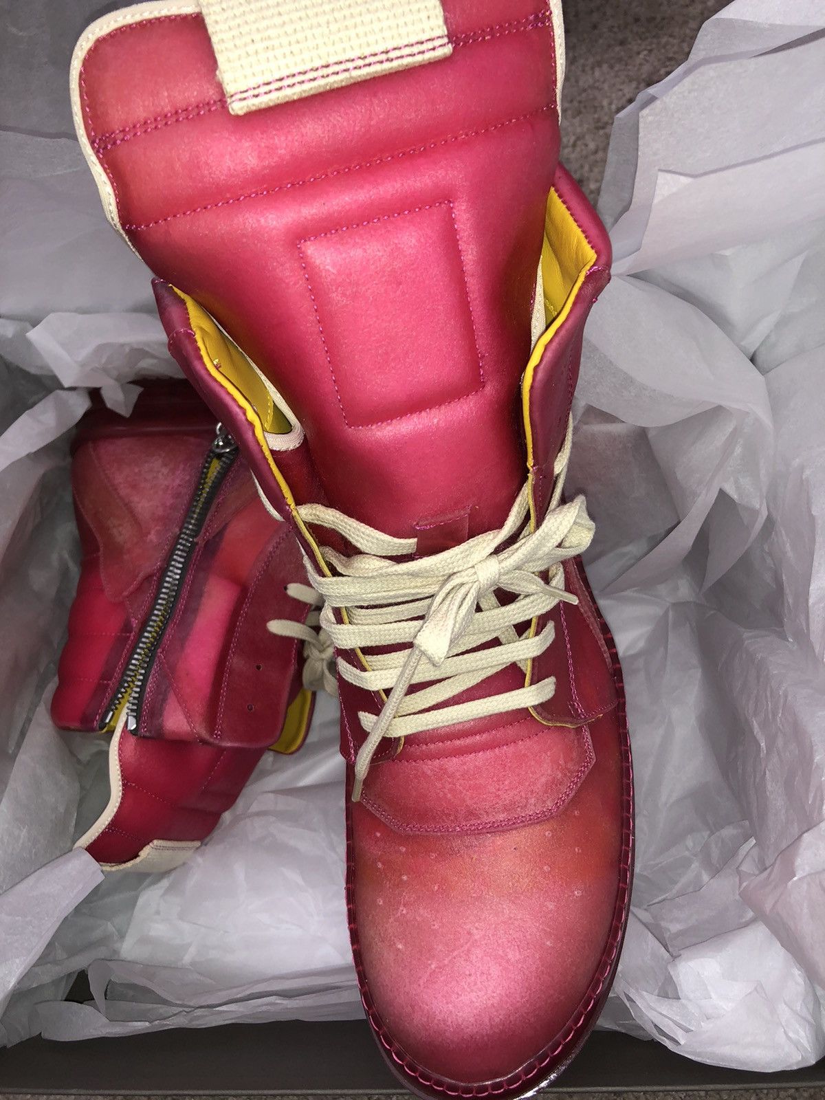 Rick Owens × Rick Owens Drkshdw Rick owens Leather Shoes Geobasket Hotpink FUCHSIA Size US 11 / EU 44 - 7 Thumbnail