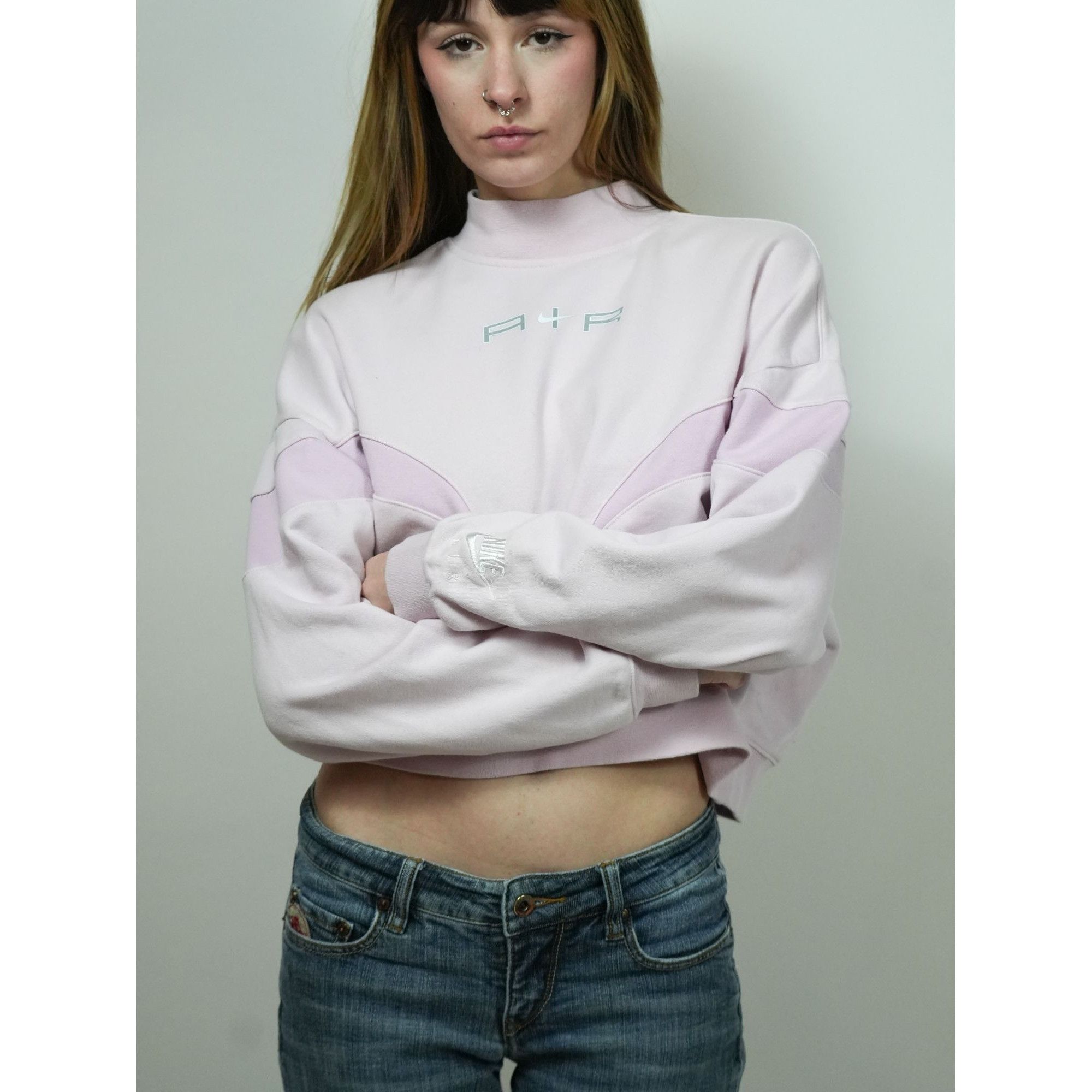 Nike Vintage Nike Pink Cropped Half Turtleneck Sweatshirt Size M / US 6-8 / IT 42-44 - 4 Thumbnail