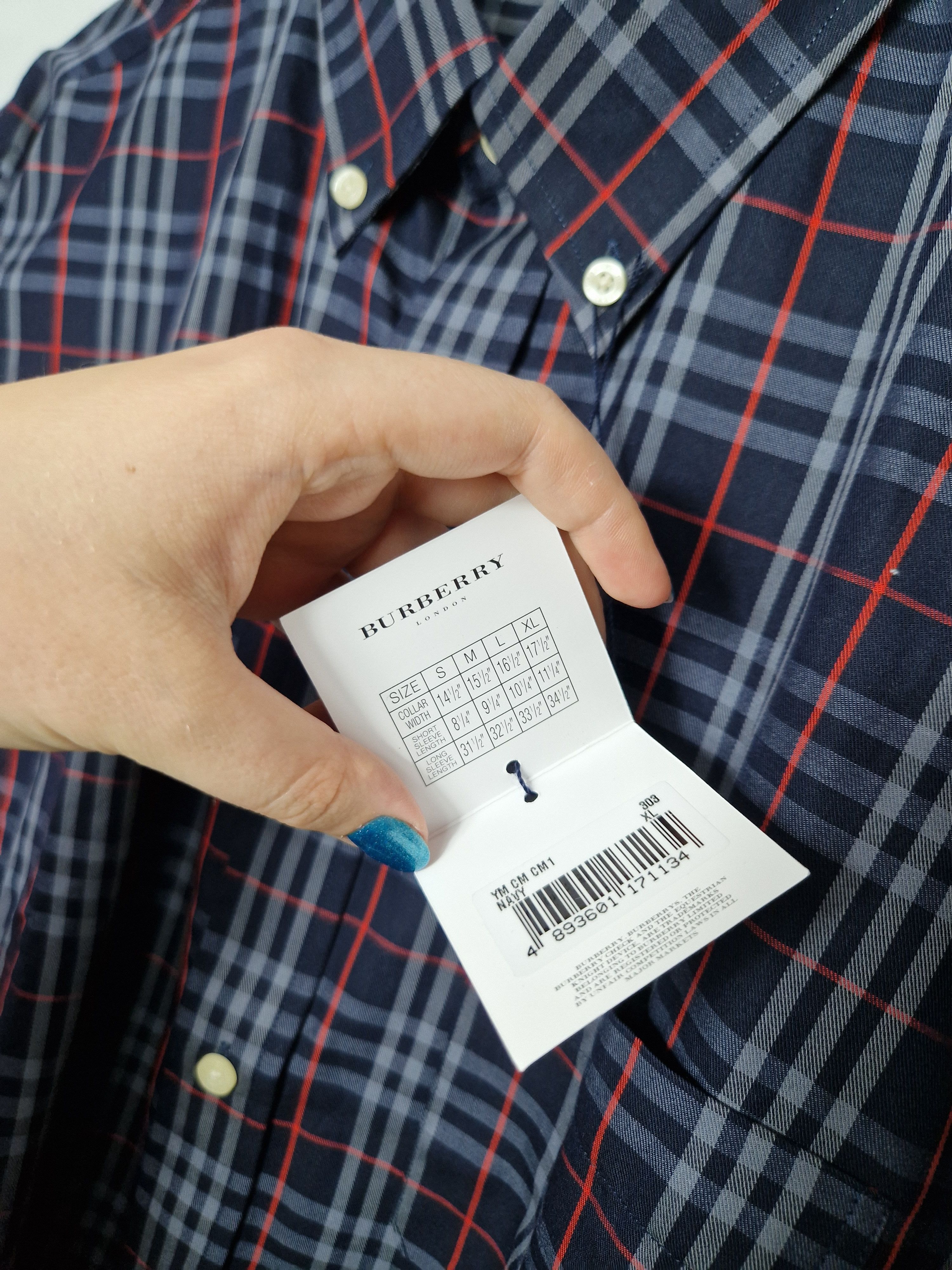 Burberry × Vintage Burberry vintage DSWT navy nova check shirt Size US XL / EU 56 / 4 - 9 Thumbnail