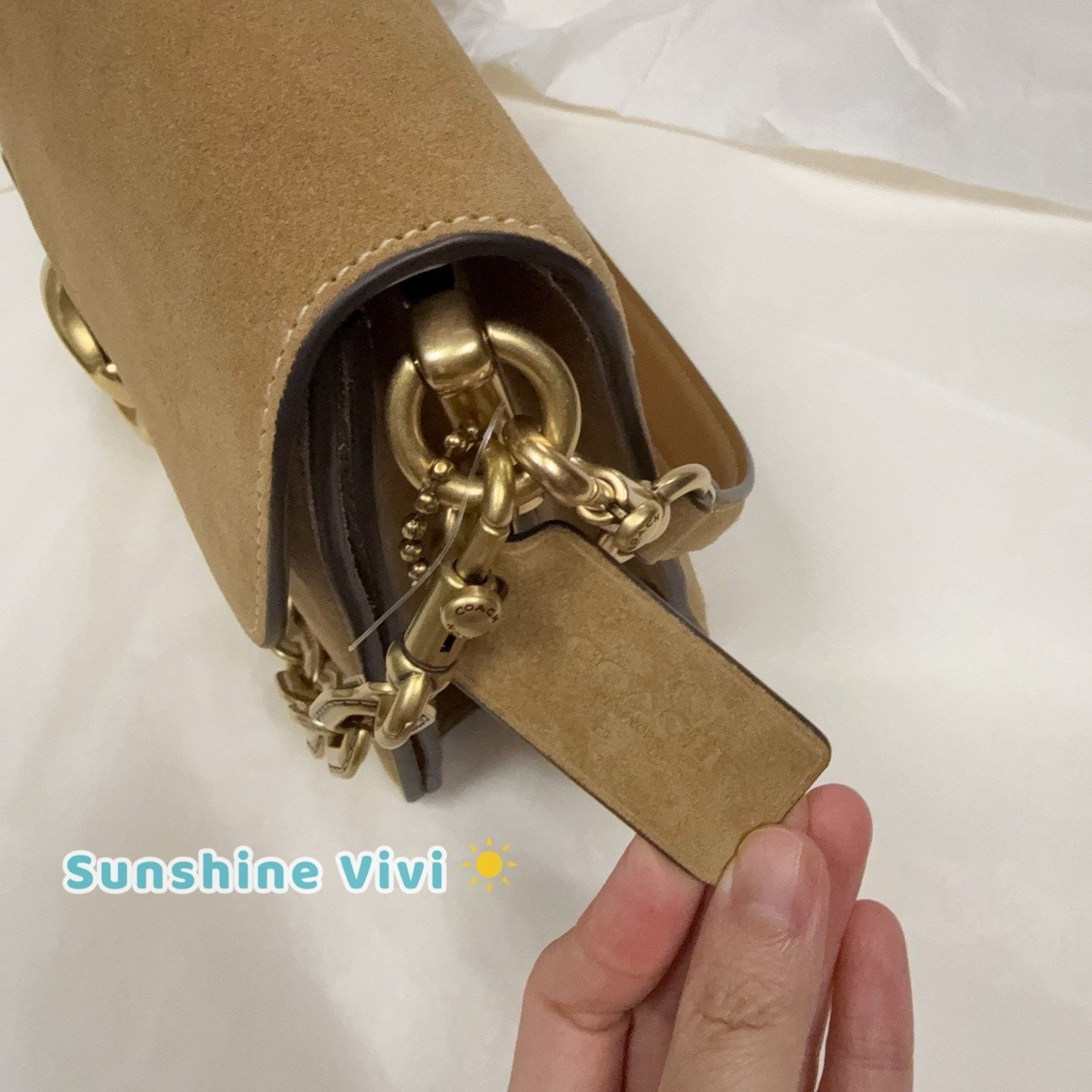 Coach NWT Coach Chain Tabby Shoulder/Hand Suede Chain Sand CAN13 Size ONE SIZE - 5 Thumbnail