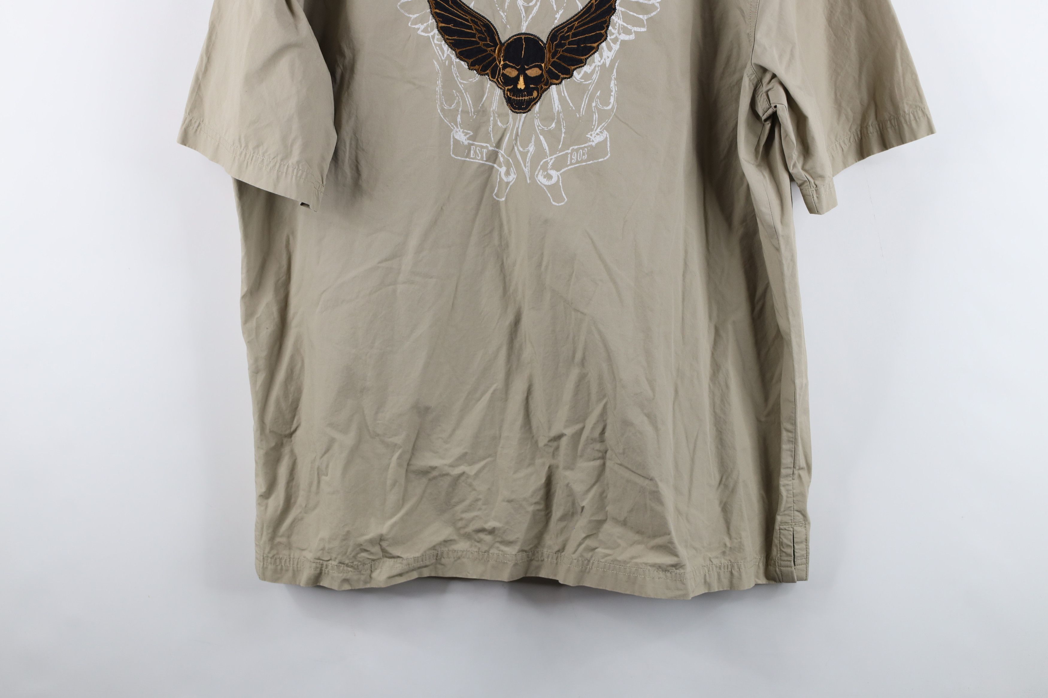 Harley Davidson × Vintage Vintage Harley Davidson Skull Short Sleeve Button Shirt Size US L / EU 52-54 / 3 - 14 Thumbnail