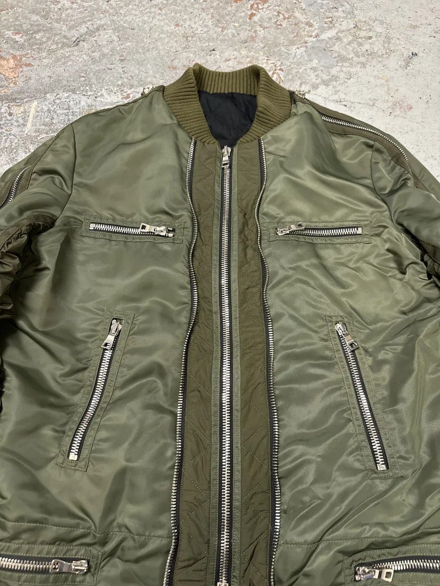 Balmain 2010s Balmain Multi Zips Aviator Green Bomber Jacket Size US M / EU 48-50 / 2 - 8 Thumbnail