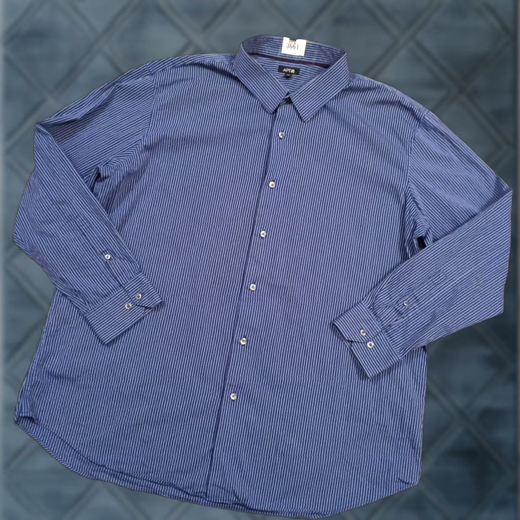 Apt. 9 Apt 9 Shirt Mens XXL Blue Striped Long Sleeve Button Up Size US XXL / EU 58 / 5 - 1 Thumbnail