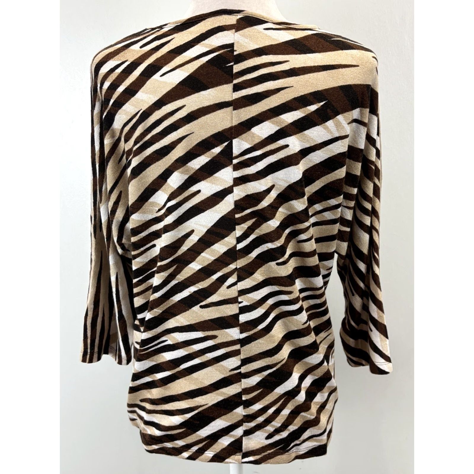Vintage Chicos Fine Knit Animal Print Top Shirt 1 US Medium Tiger Stripe Stretch Tunic Size M / US 6-8 / IT 42-44 - 3 Thumbnail