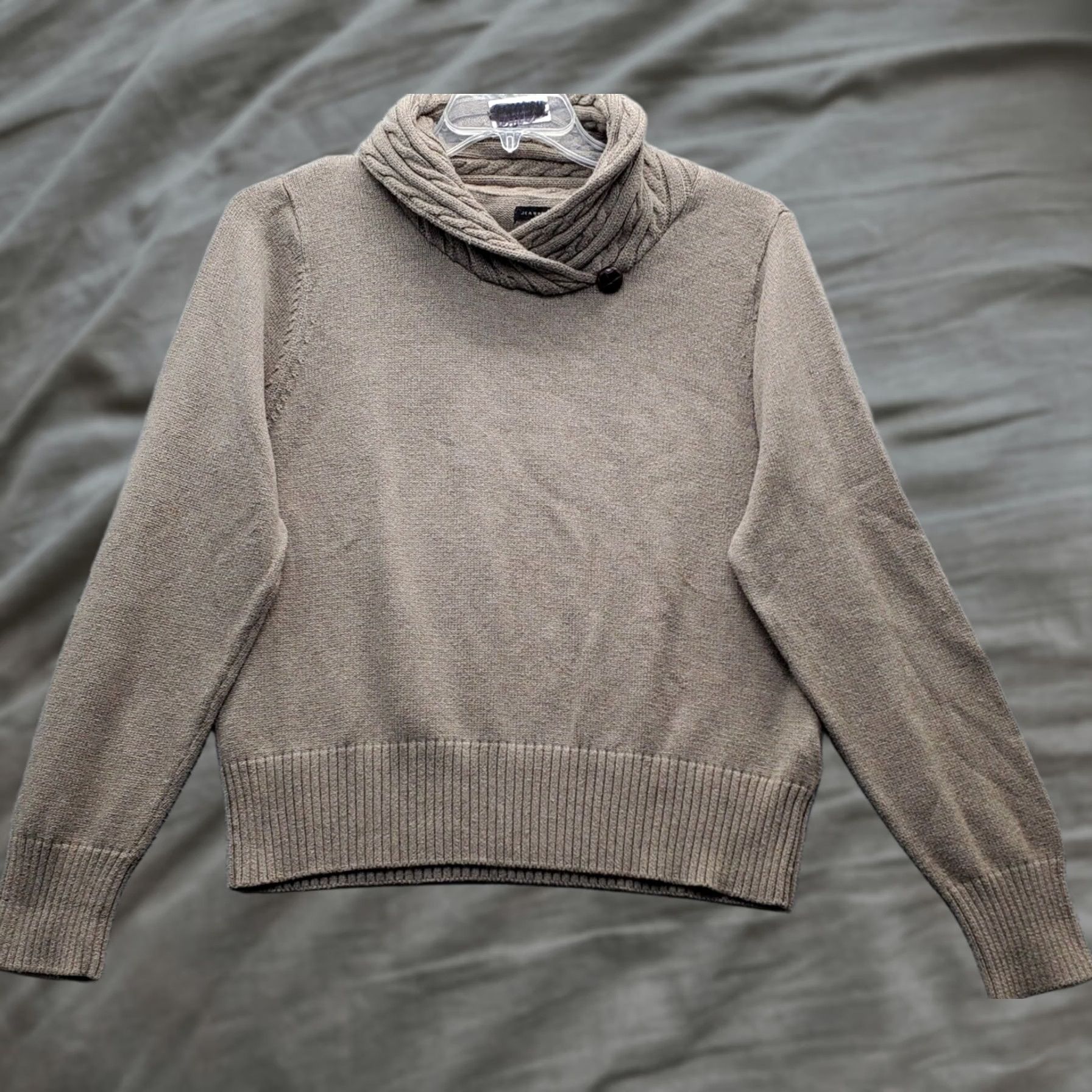 Vintage Jeanne Pierre Mens XL Brown Knitted Long Sleeve Shawl Collar Pullover Sweater Size US XL / EU 56 / 4 - 1 Thumbnail