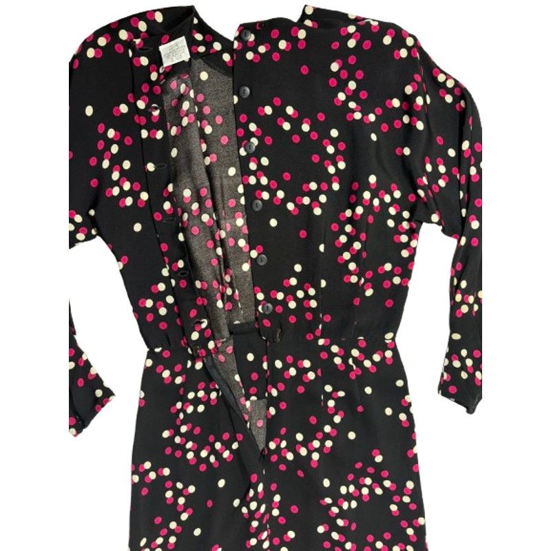 Liz Claiborne Vintage Liz Claiborne Dress Petite 4 Black Polka Dots Size S / US 4 / IT 40 - 6 Thumbnail
