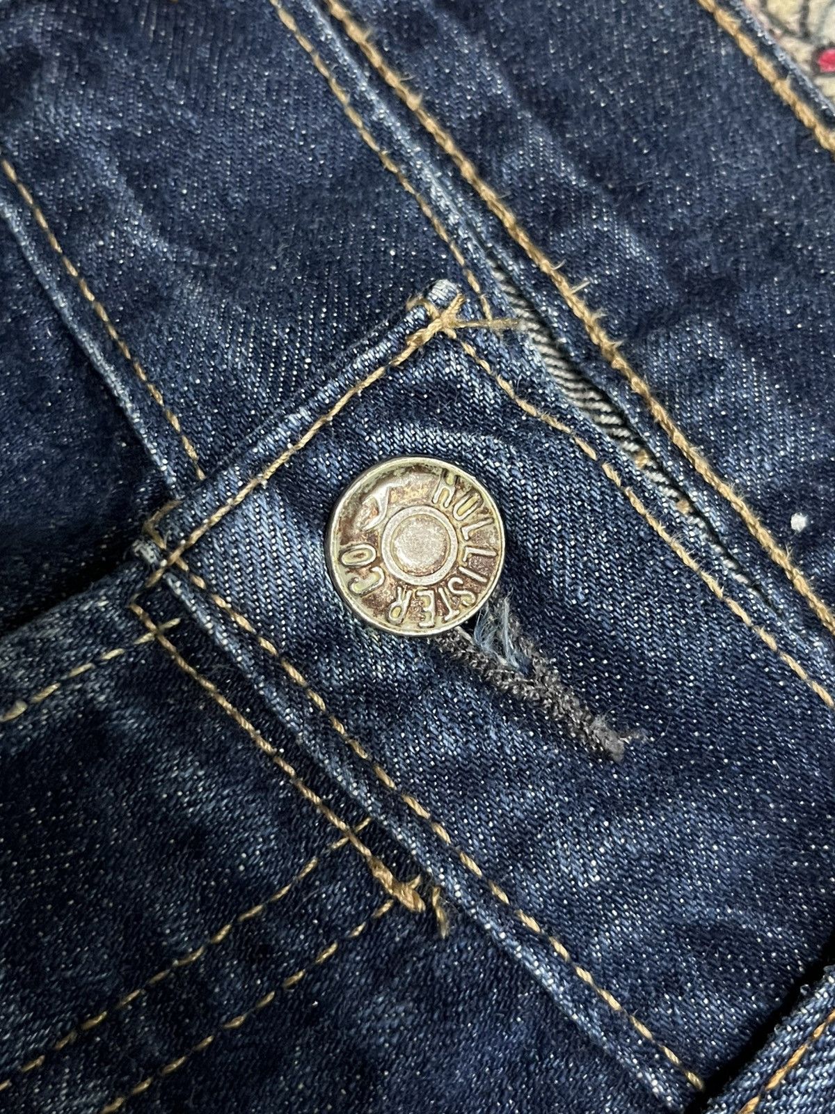 Hollister × Midwest Kids Hollister Boomer Low Rise Slim Bootcut Dark Blue Flare Jeans Size US 32 / EU 48 - 6 Thumbnail