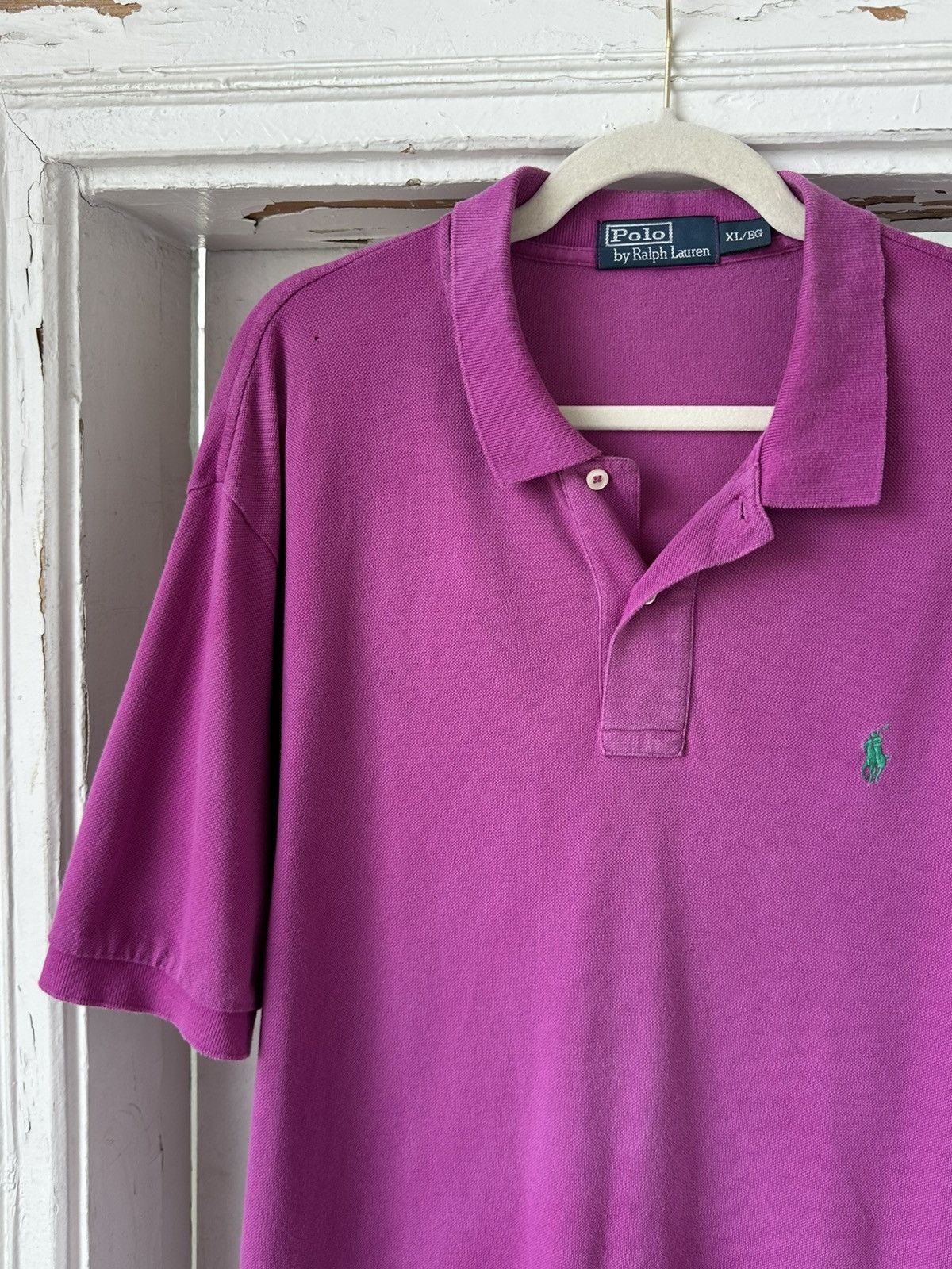 Vintage Vintage Ralph Lauren Violet Short Sleeve Polo Size US XL / EU 56 / 4 - 3 Thumbnail