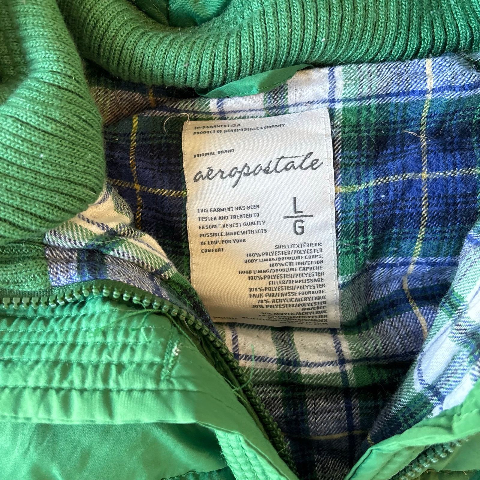 Aeropostale y2k green aeropostale plaid lined puffer vest Size US L / EU 52-54 / 3 - 5 Thumbnail