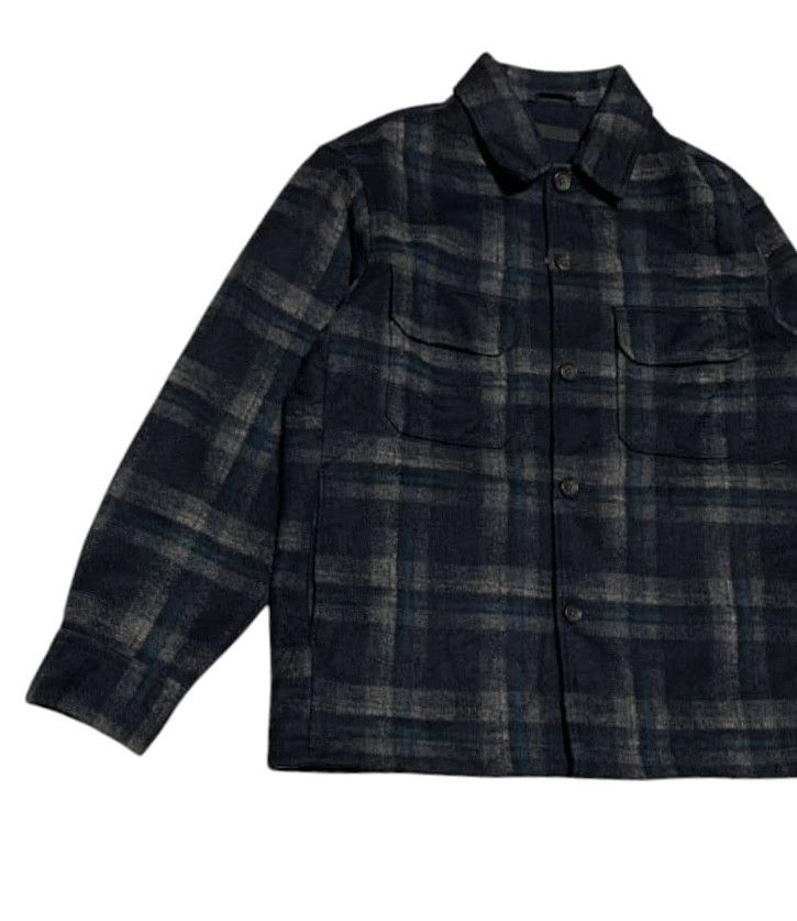 Japanese Brand Vintage Uniqlo Shadow Plaid Wool Flannel Shirt Jacket Size US L / EU 52-54 / 3 - 2 Thumbnail