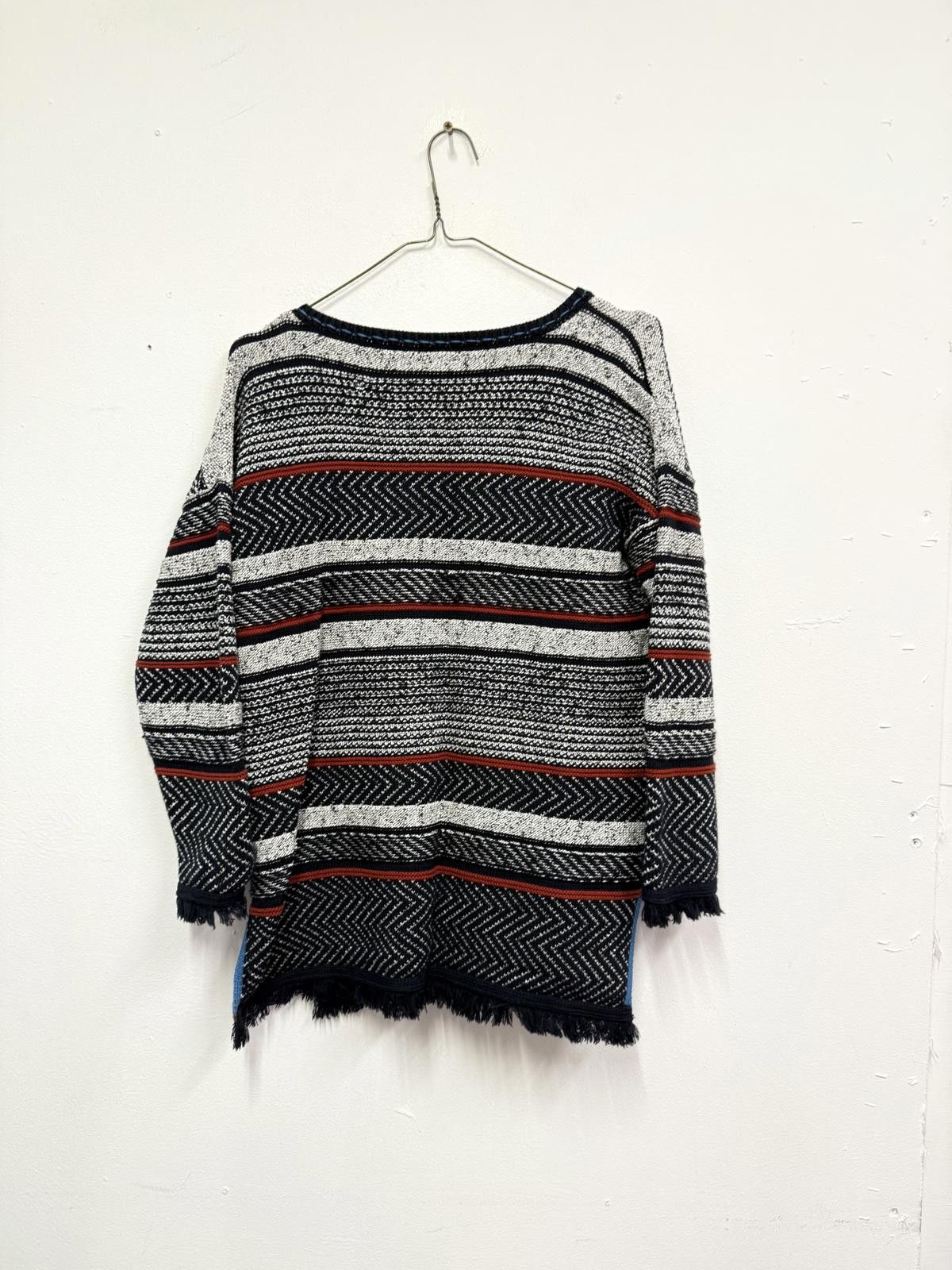 Unknown London Striped Knit Sweater with Frayed Edges b511 Size US M / EU 48-50 / 2 - 2 Thumbnail