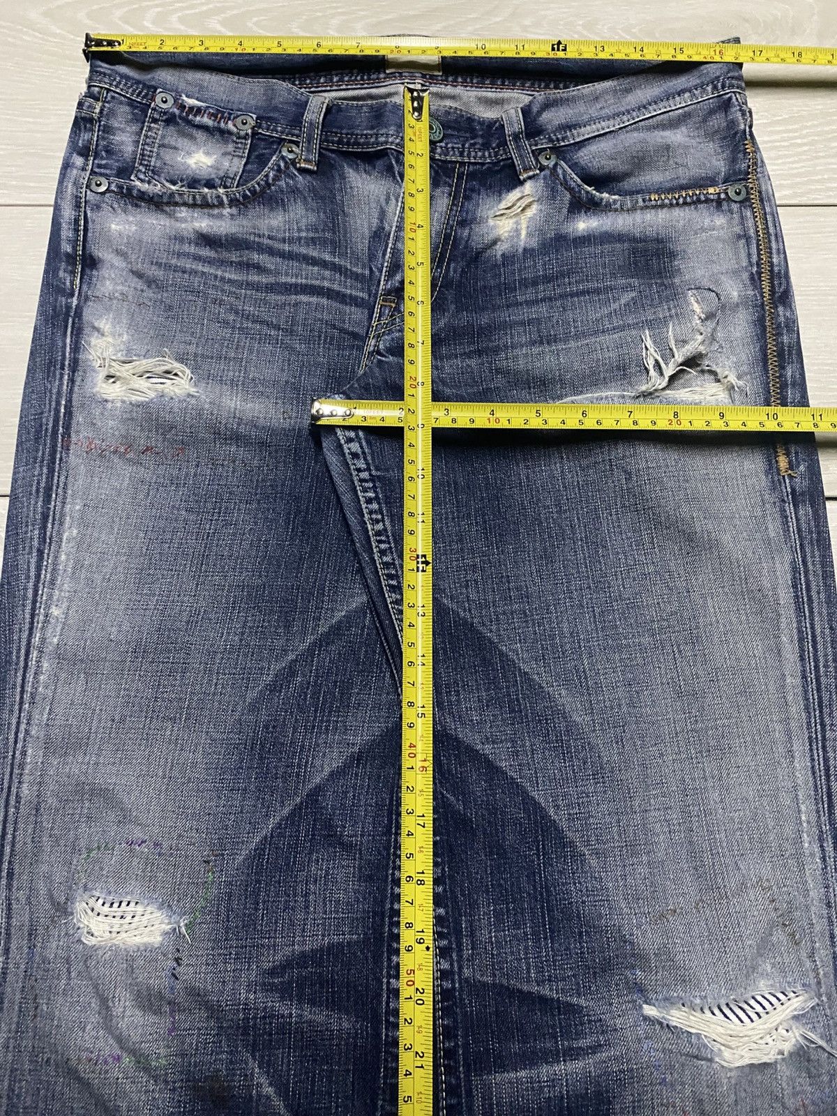 Levi's Levis Japan Redloop Fade Wash Distressed Loose Jeans Size US 33 - 15 Thumbnail