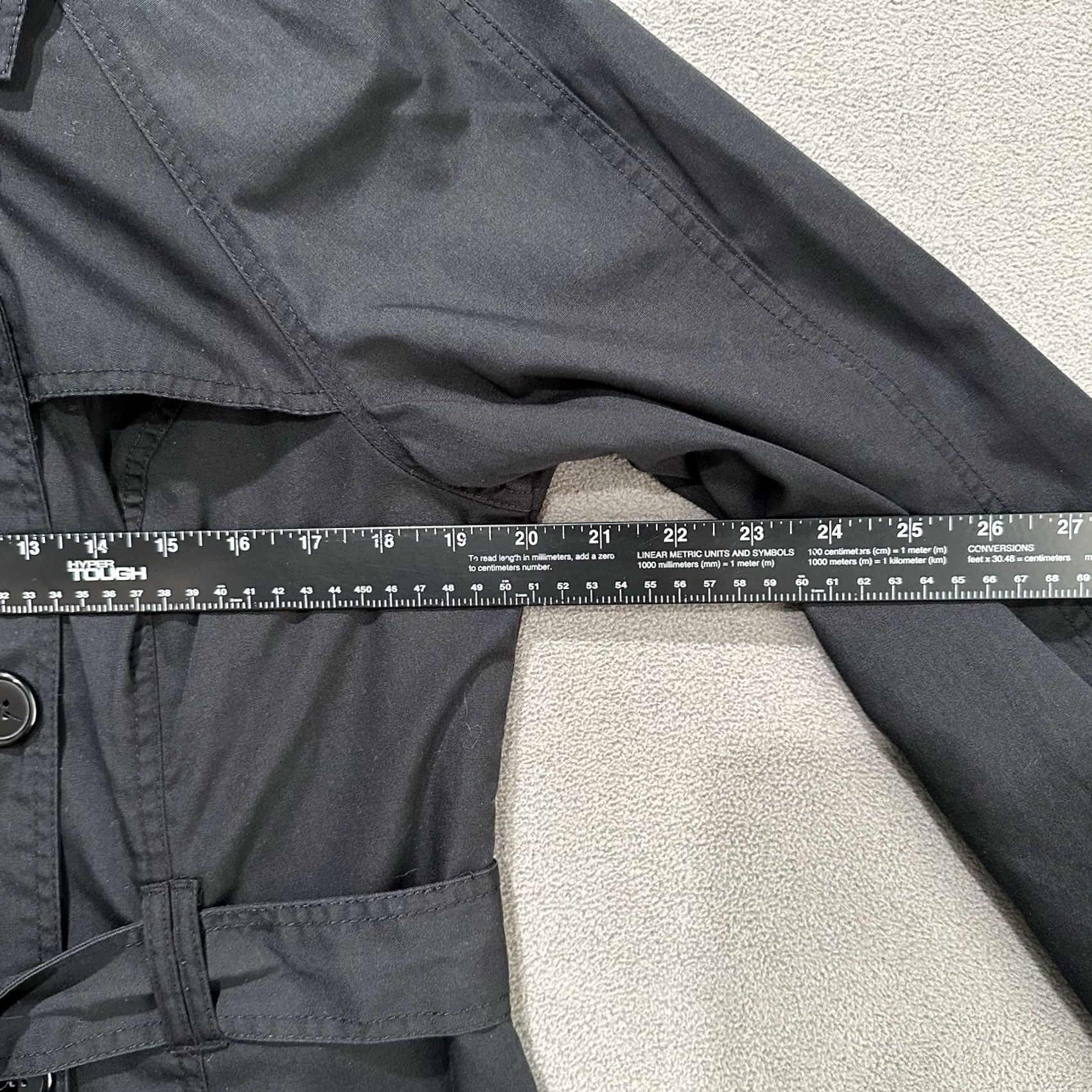 Merona Merona Trench Coat Womens Large Black Double Breasted Belted Water Repellent EUC Coat Size L / US 10 / IT 46 - 7 Thumbnail