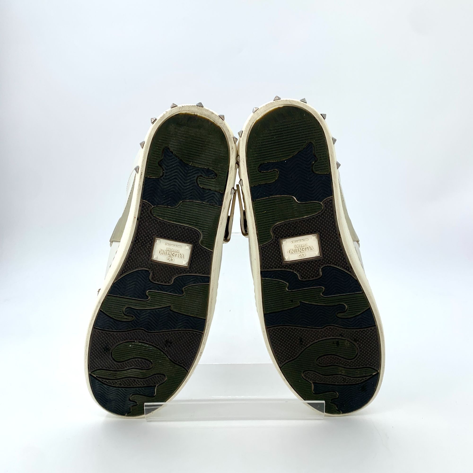 Valentino Valentino White & Gold Leather Studded Strap Sneakers Size US 7 / IT 37 - 5 Thumbnail