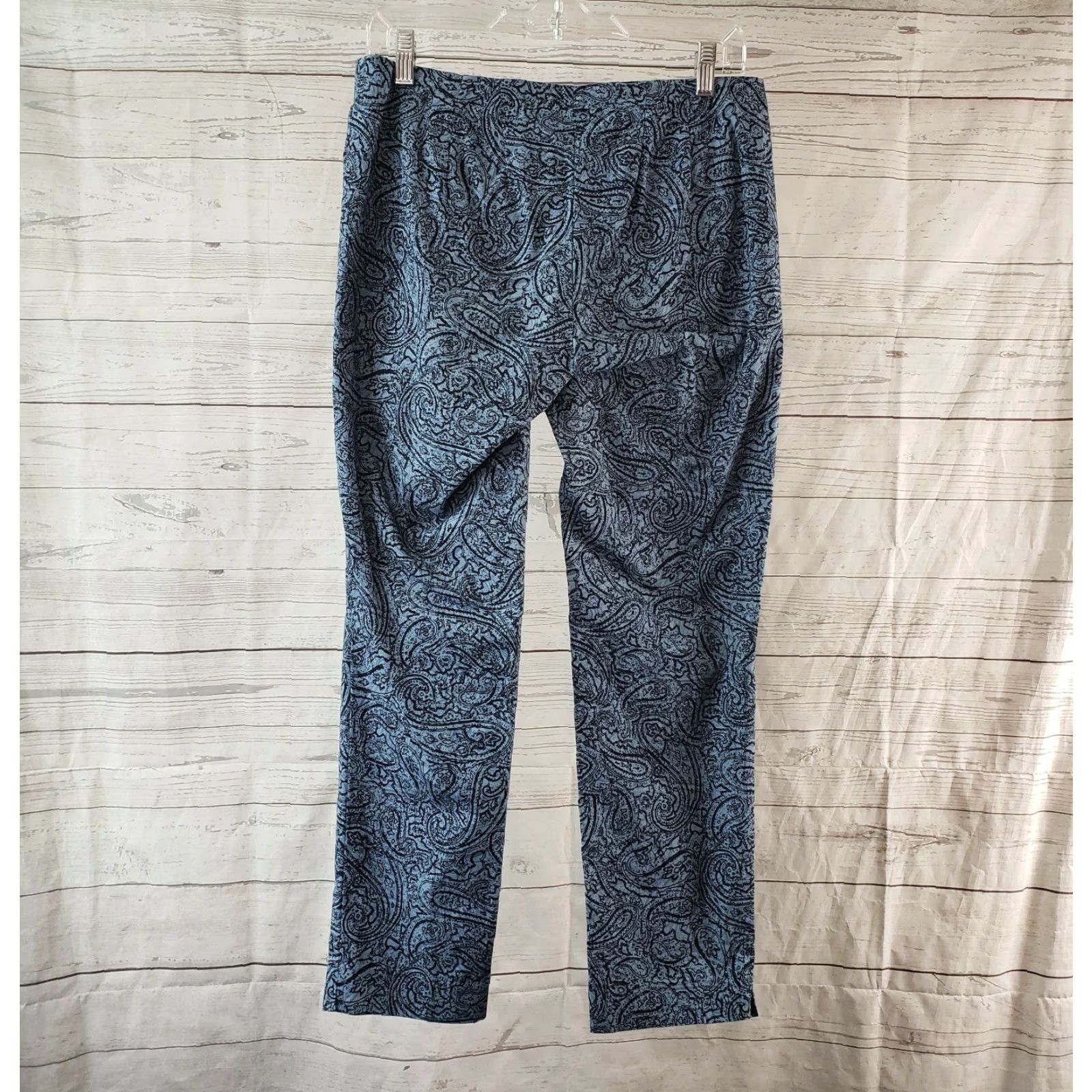 J. Jill J. Jill Womens Ankle Pants Sz 6 Blue Paisley Mid Rise Cotton Blend Chino N/A Size 28" / US 6 / IT 42 - 3 Thumbnail