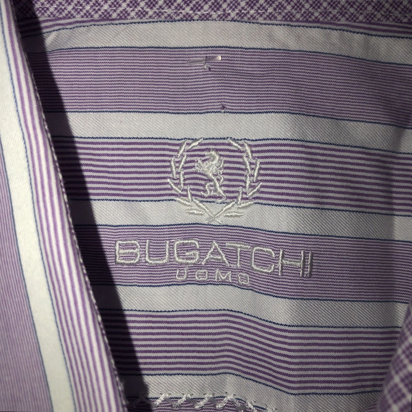 BUGATCHI Bugatchi Uomo Purple Striped Dress Shirt Mens Shaped Fit L 24” pit to pit Shirt Mens Purple Striped Dress Shirt Shaped Fit L 24” pit to pit Size 42R - 3 Thumbnail