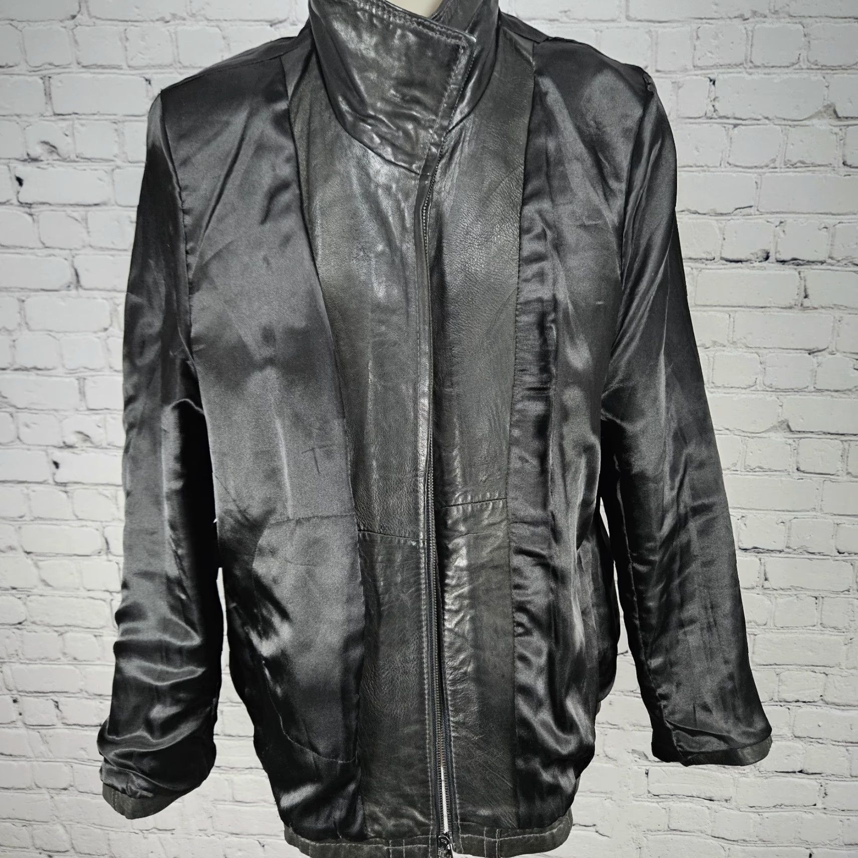 Vintage Marc New York Dark Brown Genuine Lambskin Leather Collared Full Zip Jacket XL Women Size XL / US 12-14 / IT 48-50 - 6 Thumbnail