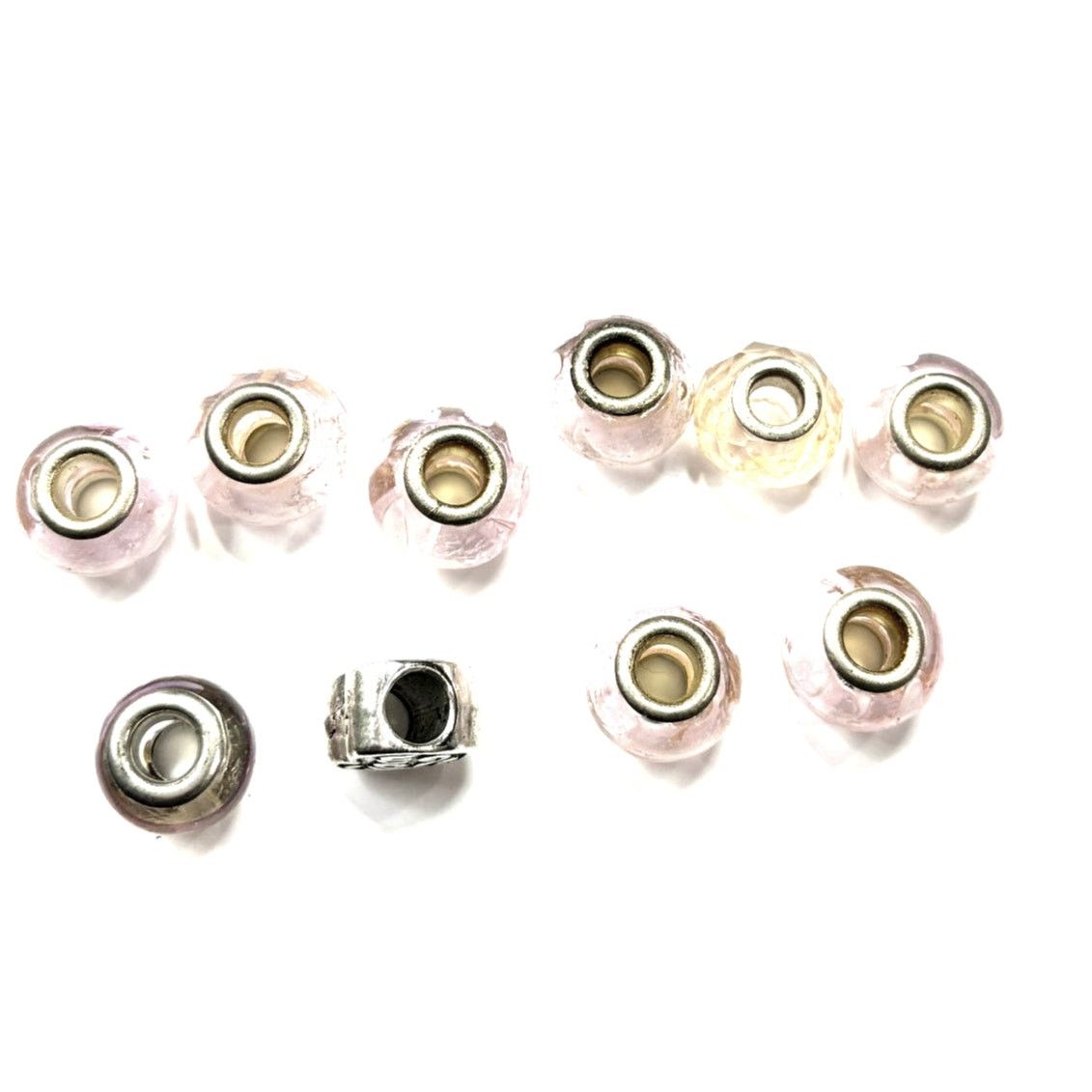 Sterling Silver EUROPEAN BEADS Women's Pink Themed Silver Charms x 10 Size ONE SIZE - 4 Thumbnail