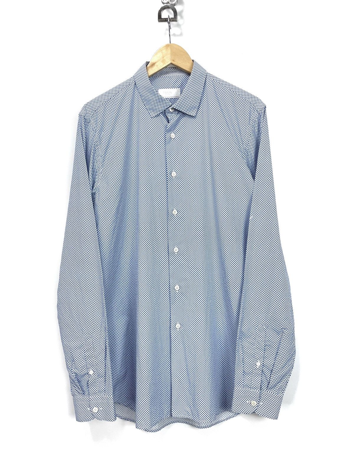Prada PRADA Milano Micro Dot Cotton Shirt - Size L/XL Size US XL / EU 56 / 4 - 1 Thumbnail